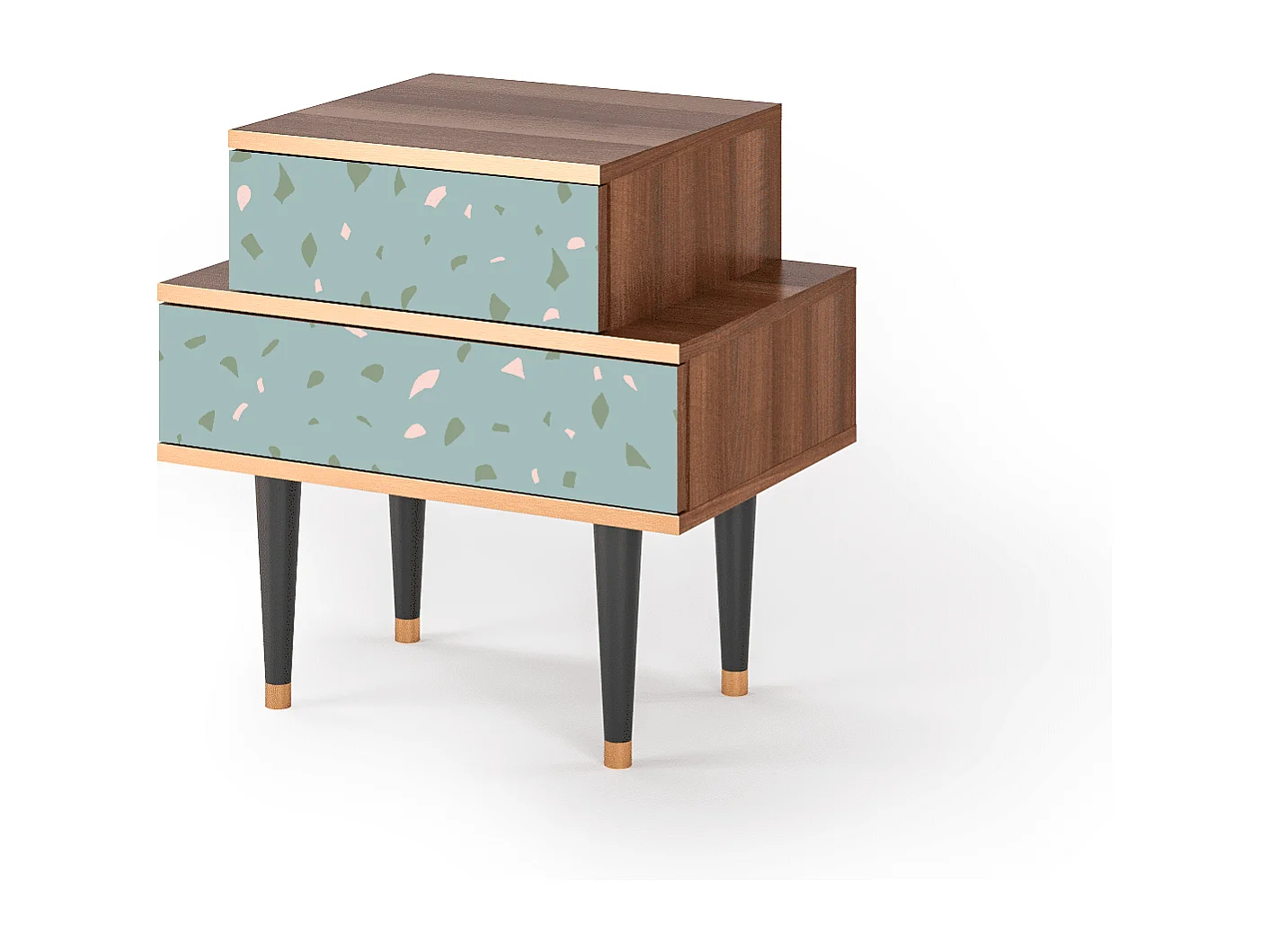 Stolik nocny - 58х58х41 cm - NS1 - Blue Drops, Orzech