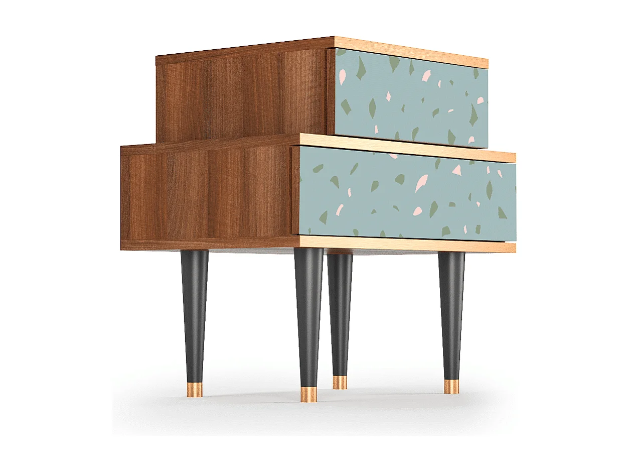 Stolik nocny - 58х58х41 cm - NS1 - Blue Drops, Orzech