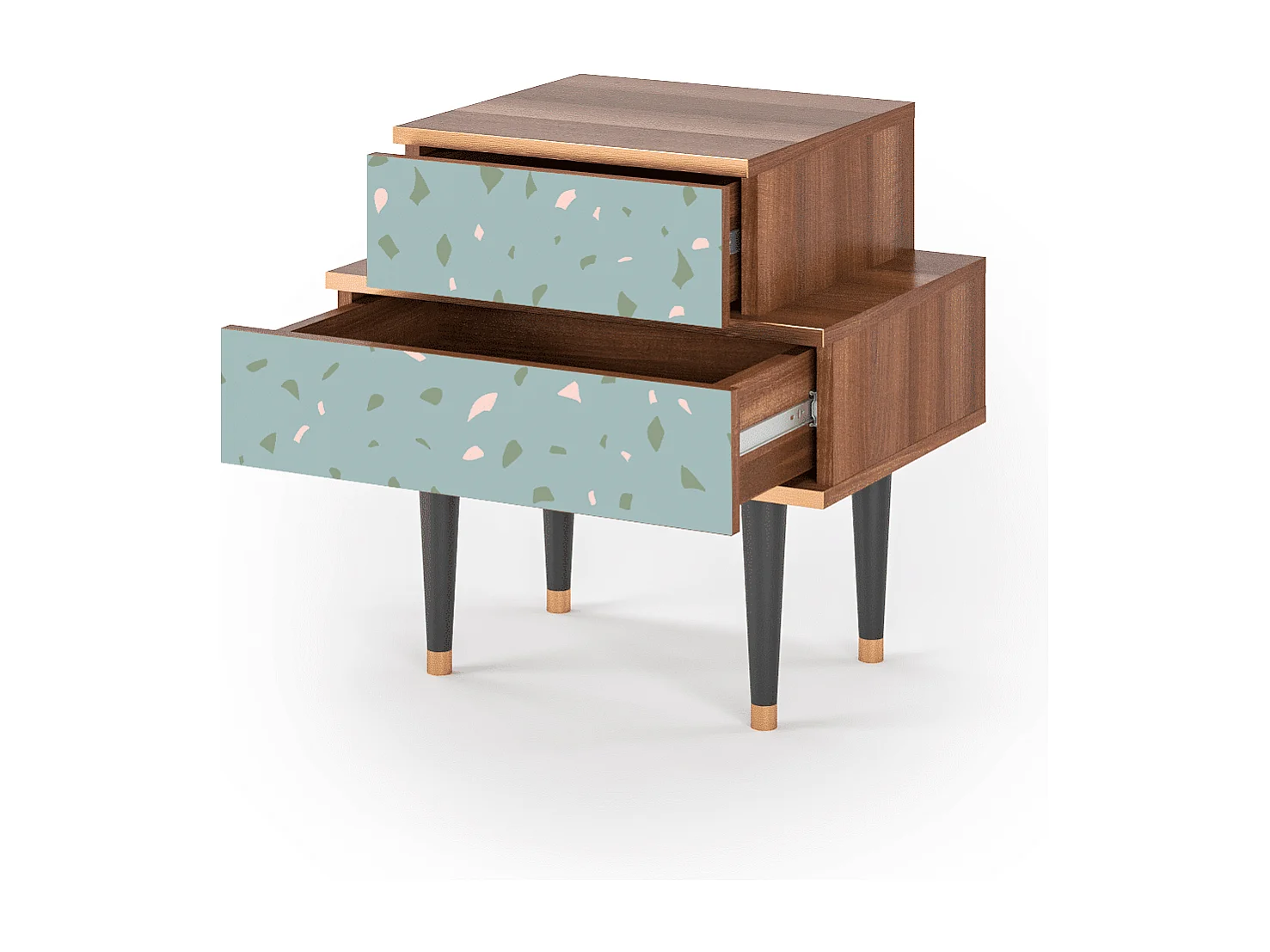 Stolik nocny - 58х58х41 cm - NS1 - Blue Drops, Orzech