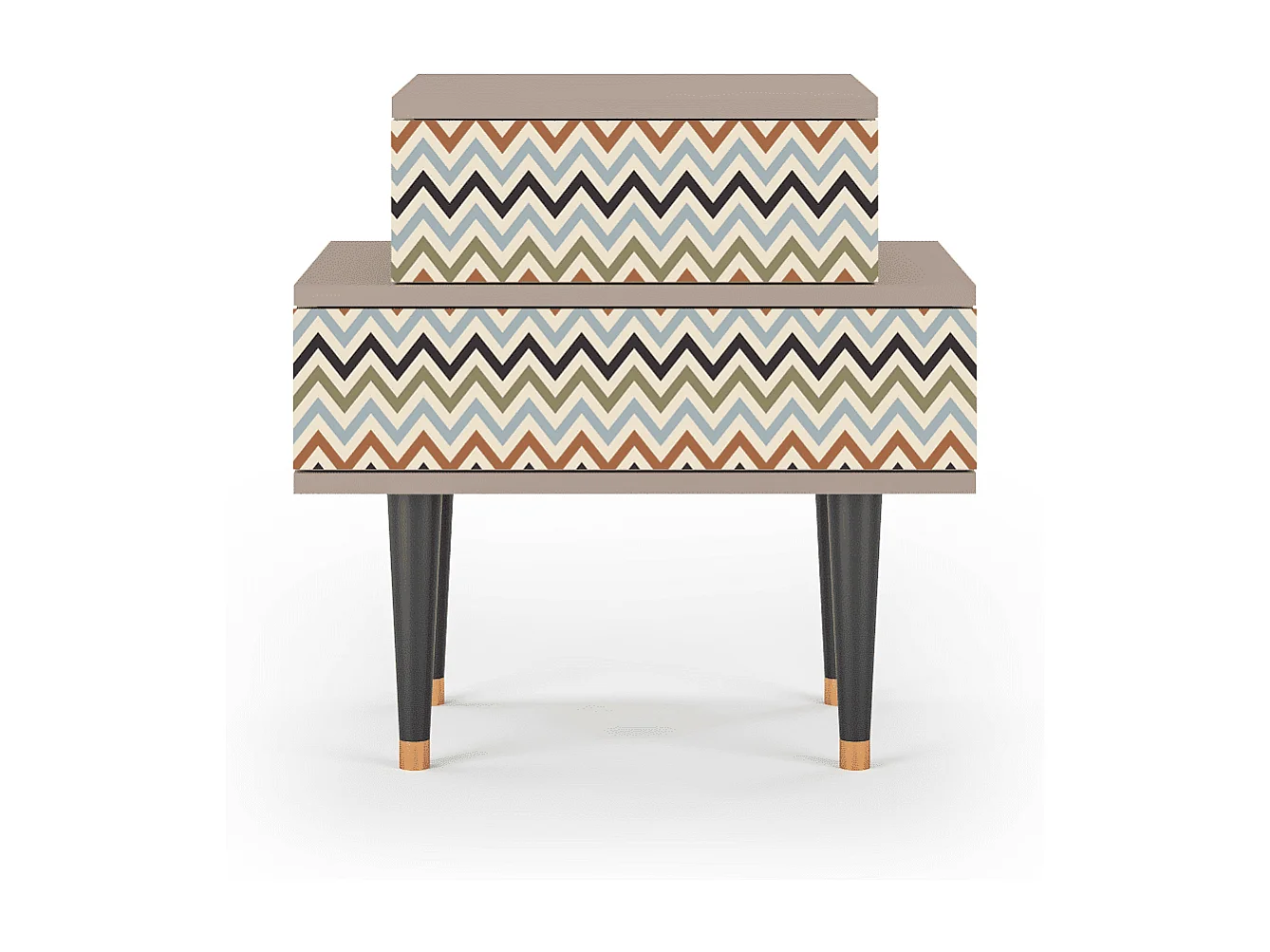 Stolik nocny - 58х58х41 cm - NS1 - Bright Ripple, Latte