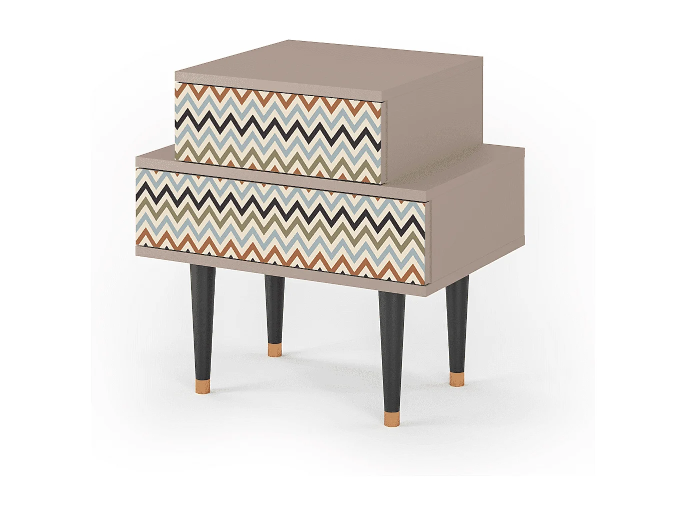 Stolik nocny - 58х58х41 cm - NS1 - Bright Ripple, Latte