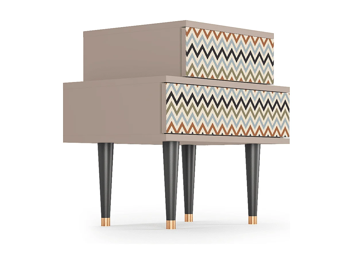 Stolik nocny - 58х58х41 cm - NS1 - Bright Ripple, Latte