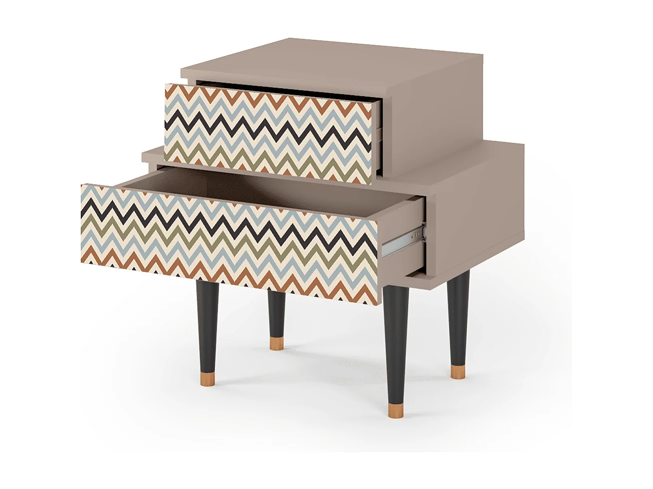 Stolik nocny - 58х58х41 cm - NS1 - Bright Ripple, Latte