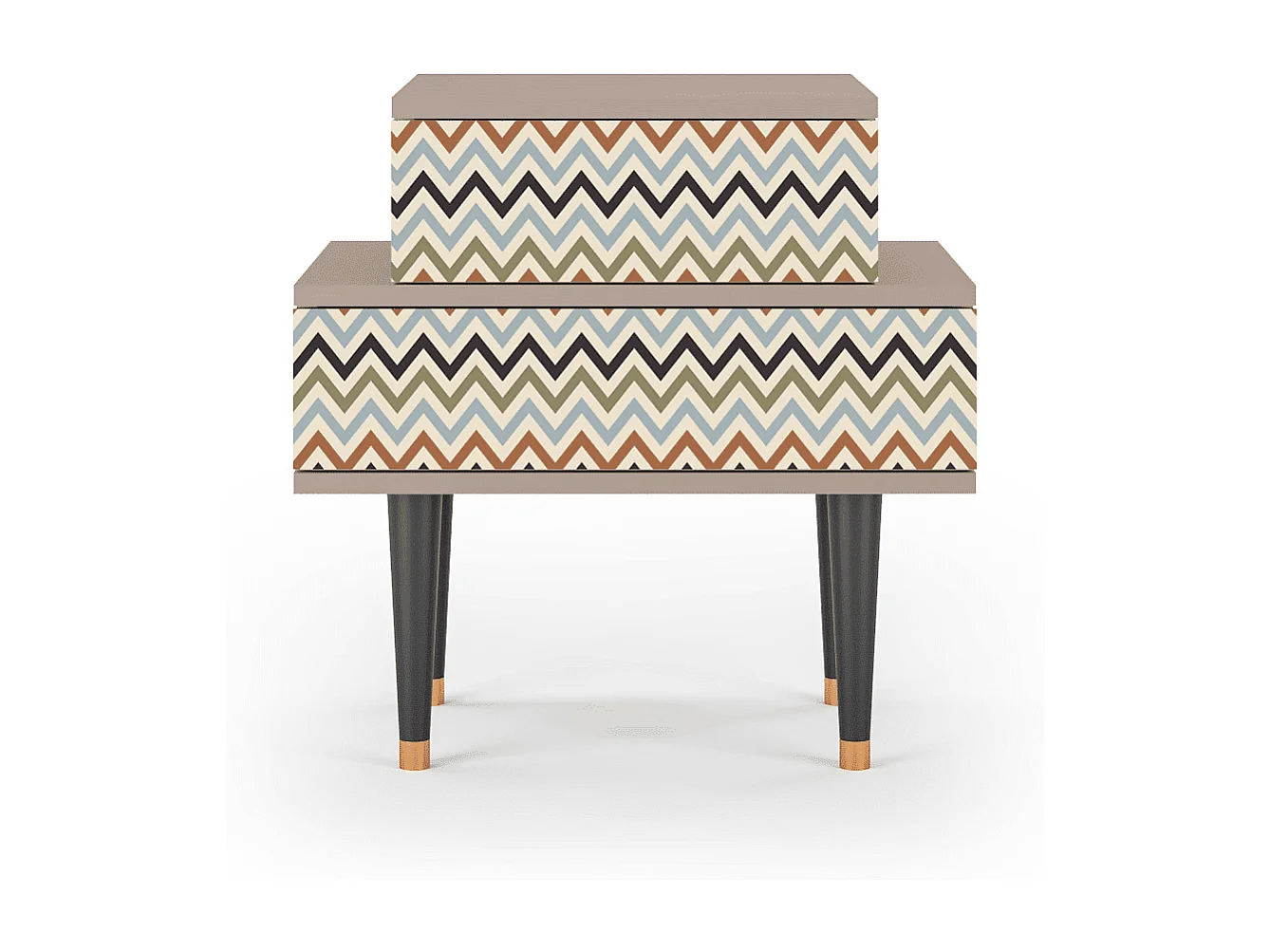 Stolik nocny - 58х58х41 cm - NS1 - Bright Ripple, Latte