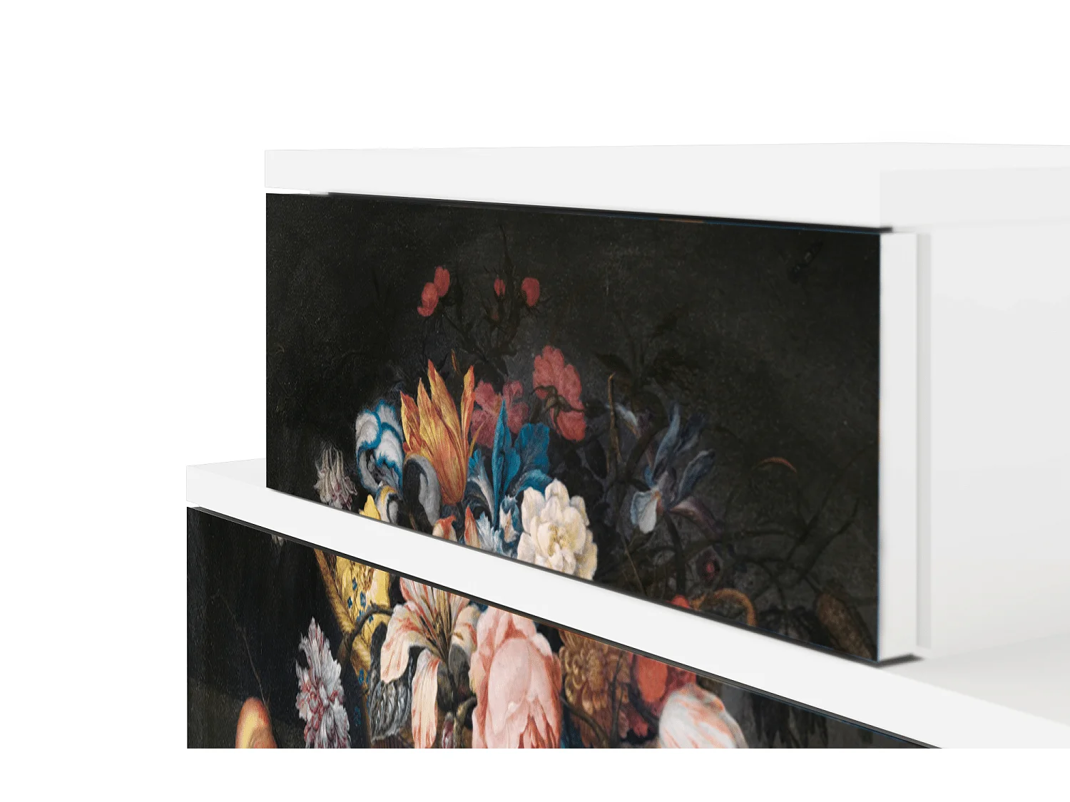 Table de nuit - 58х58х41 cm - NS1 - Still Life with Flowers, Blanc