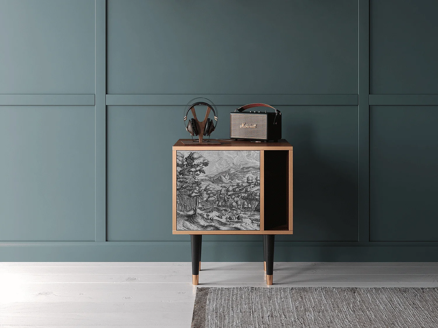 Nachtkastje - 57х69х48 cm - S2 - Rusticorum, Walnoot