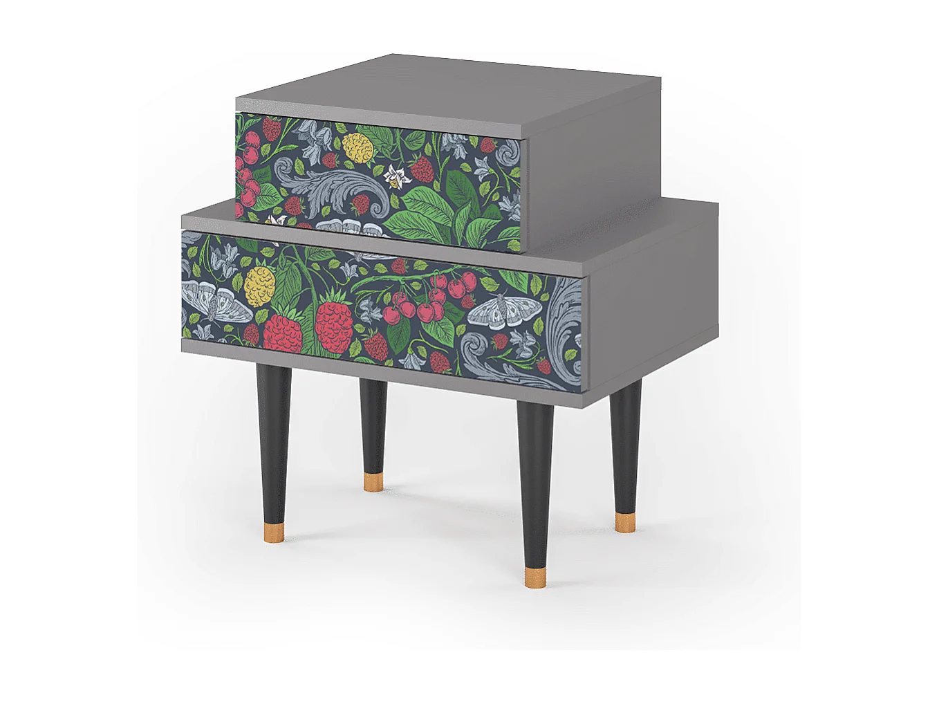 Comodino - 58х58х41 cm - NS1 - Summer Berries, Grigio