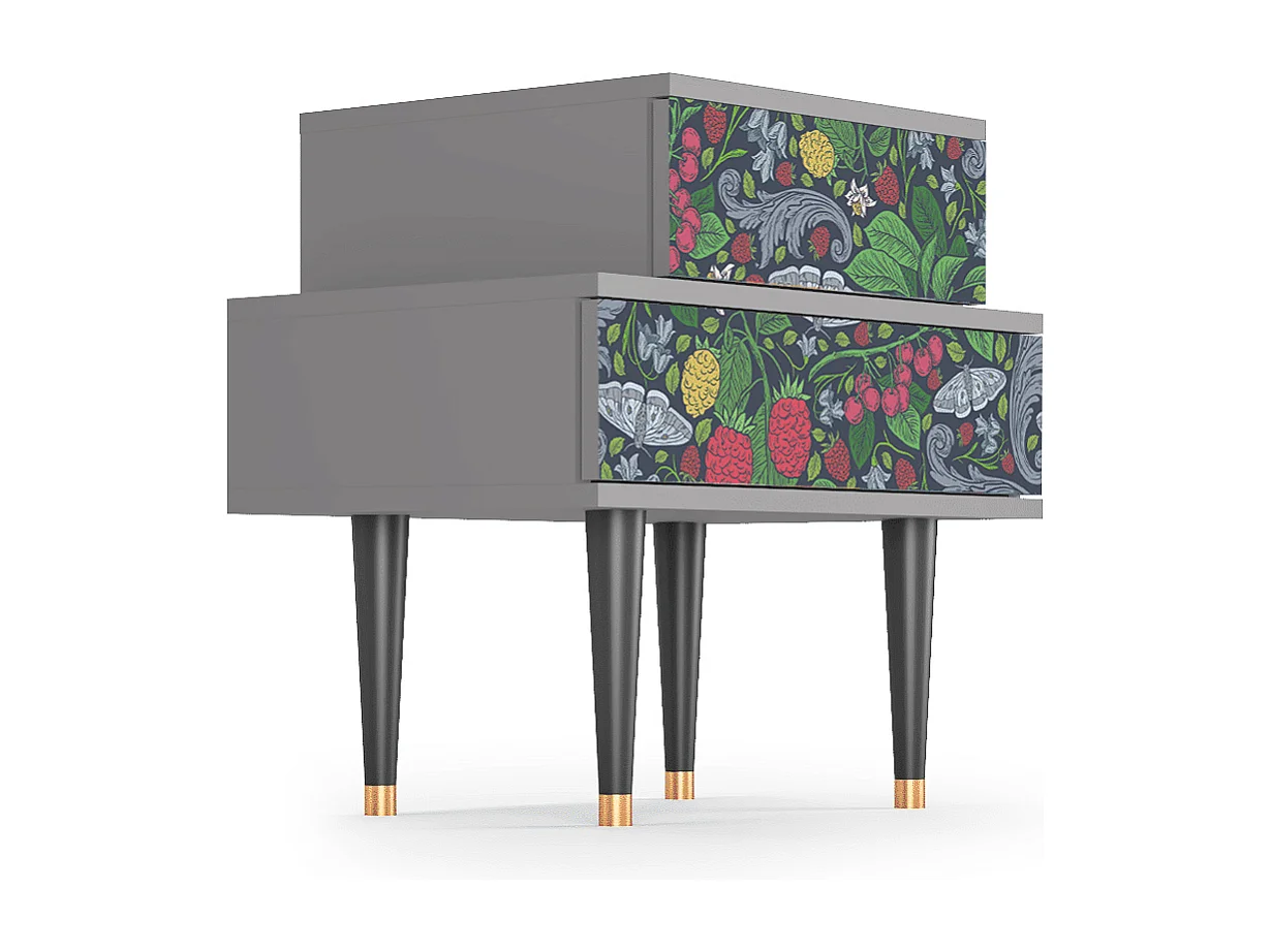 Comodino - 58х58х41 cm - NS1 - Summer Berries, Grigio