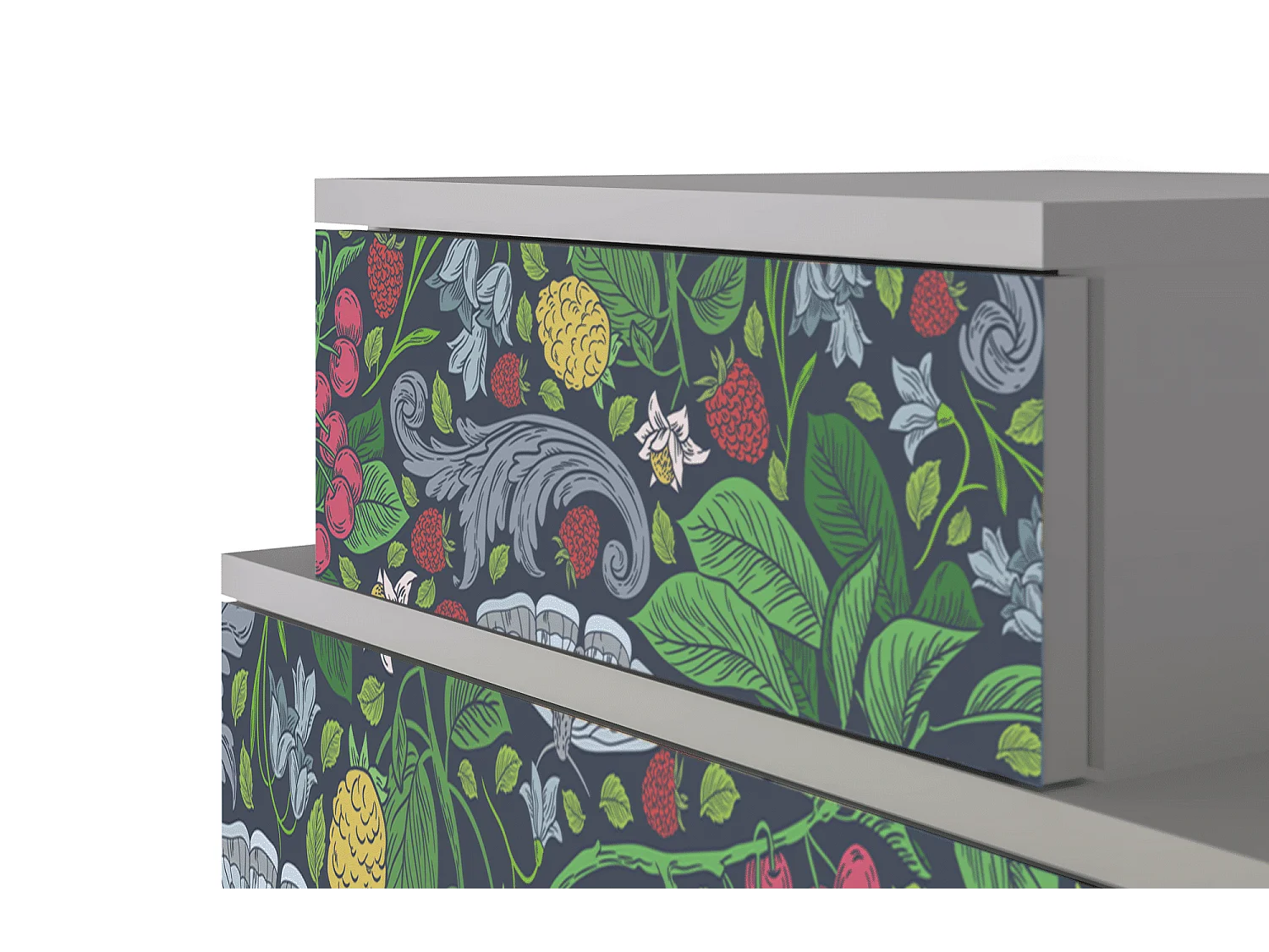 Stolik nocny - 58х58х41 cm - NS1 - Summer Berries, Szary