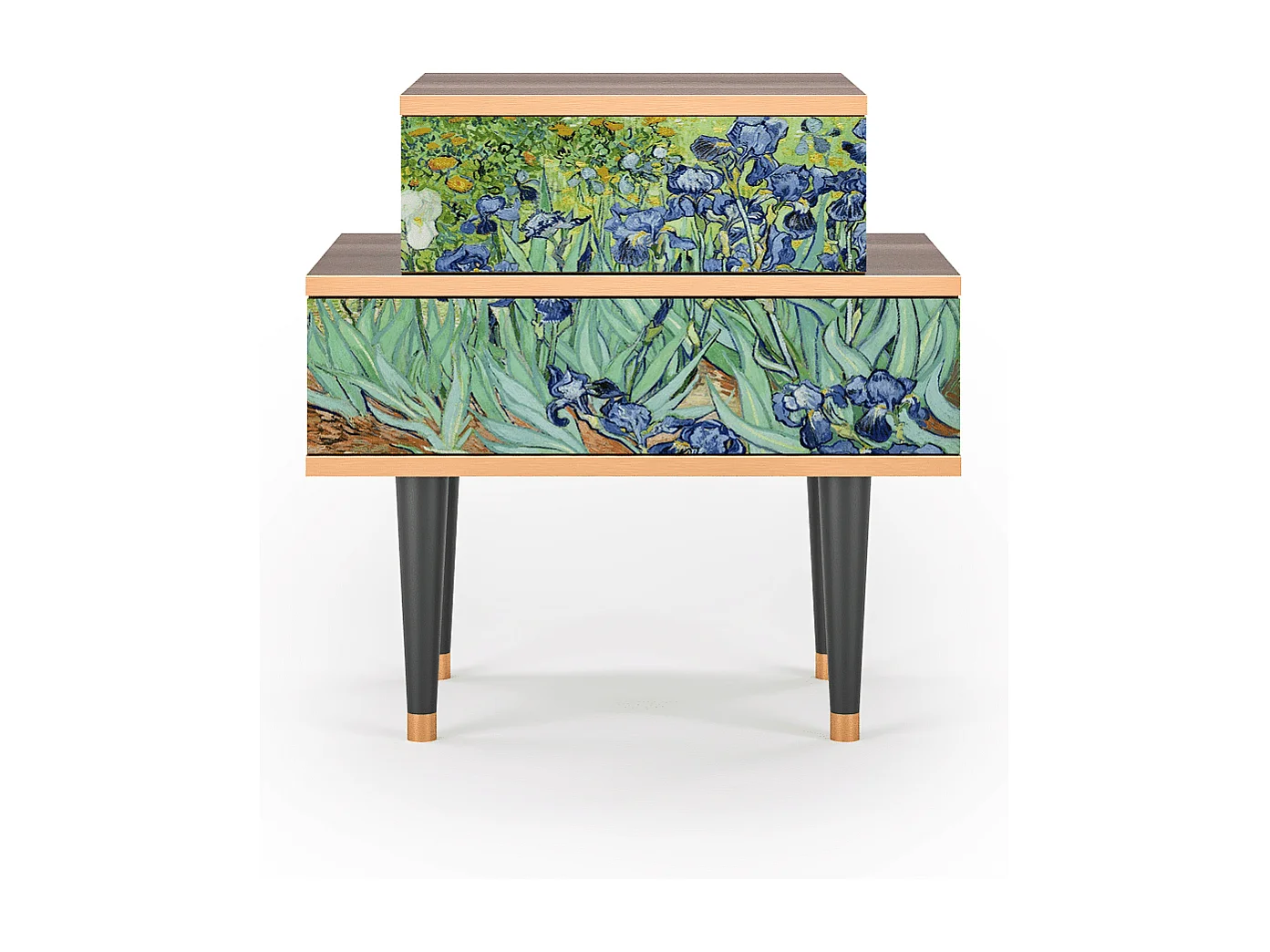 Comodino - 58х58х41 cm - NS1 - Irises , Noce