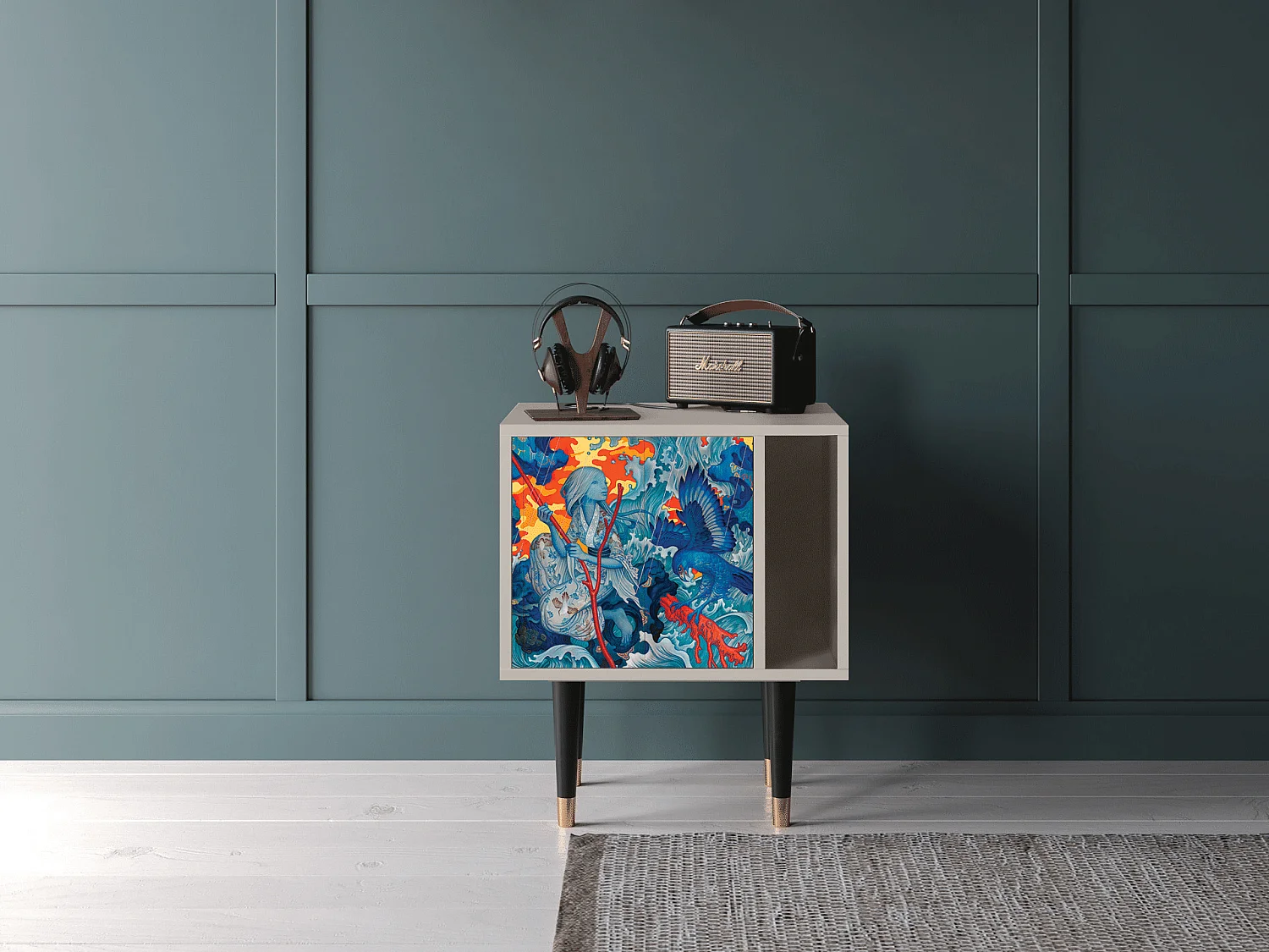 Nachtkastje - 57х69х48 cm - S2 - The Girl - James Jean, Zand