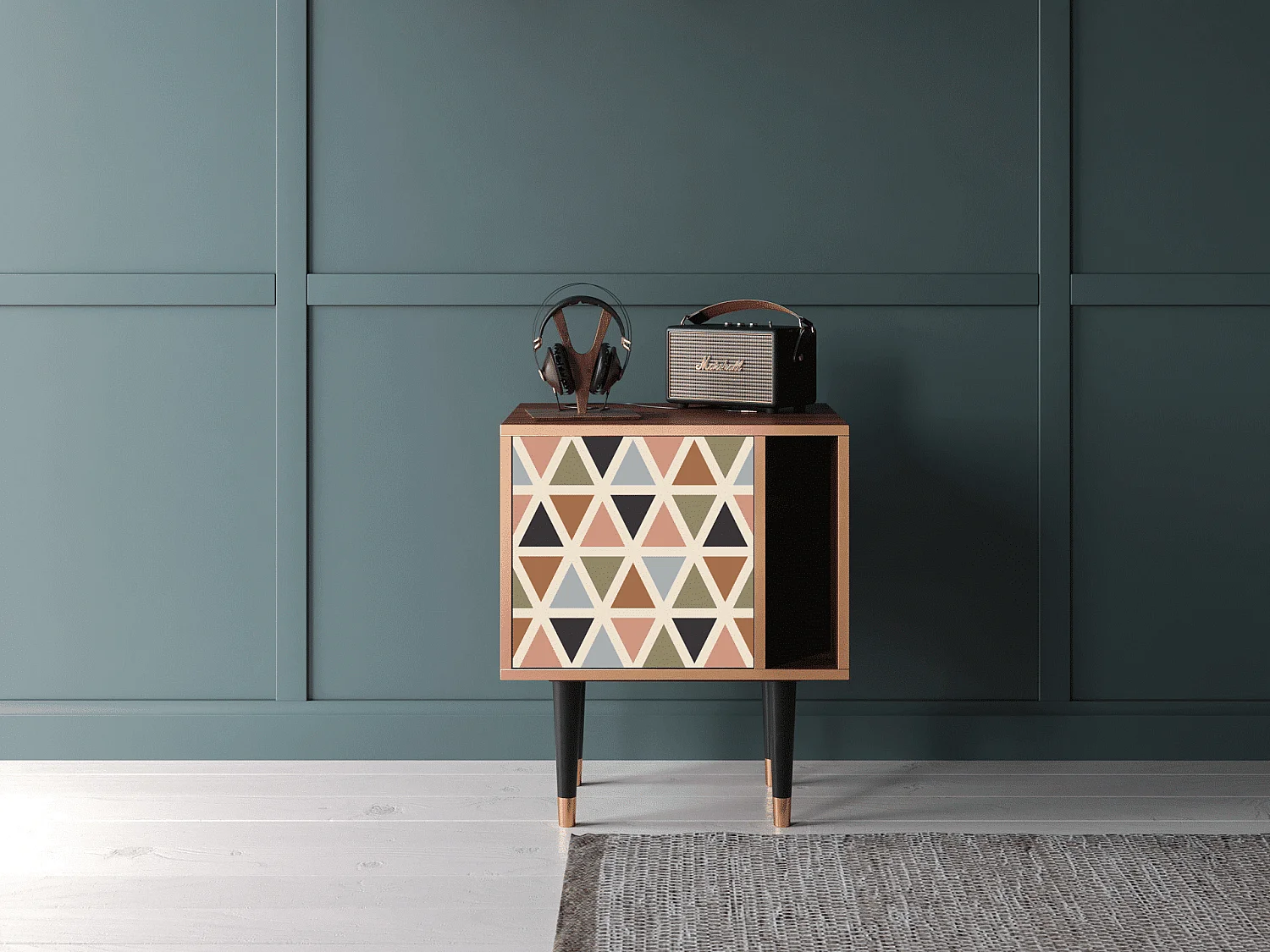 Nachtkastje - 57х69х48 cm - S2 - Royal Triangles, Walnoot