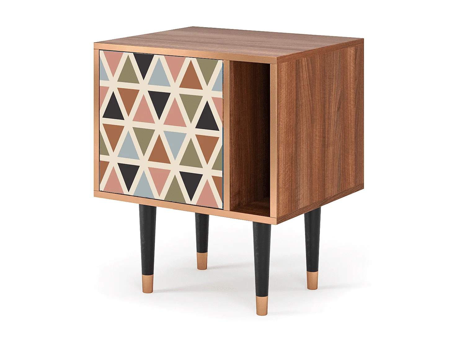 Nachtkastje - 57х69х48 cm - S2 - Royal Triangles, Walnoot