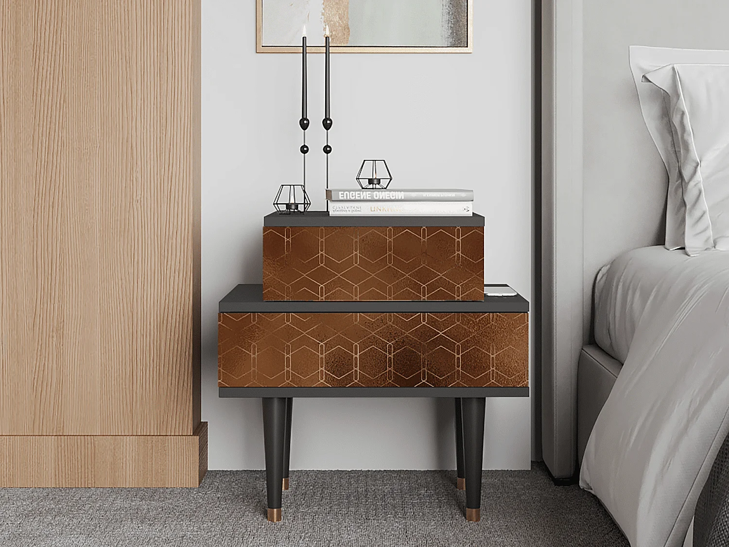 Table de nuit - 58х58х41 cm - NS1 - Chocolate Bar, Anthracite