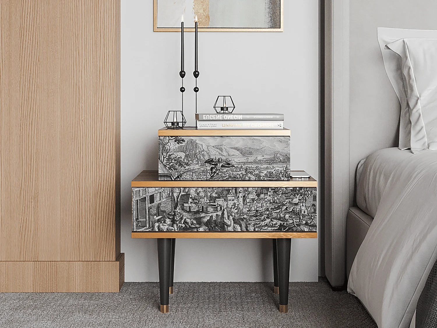 Table de nuit - 58х58х41 cm - NS1 - Departure, Noyer