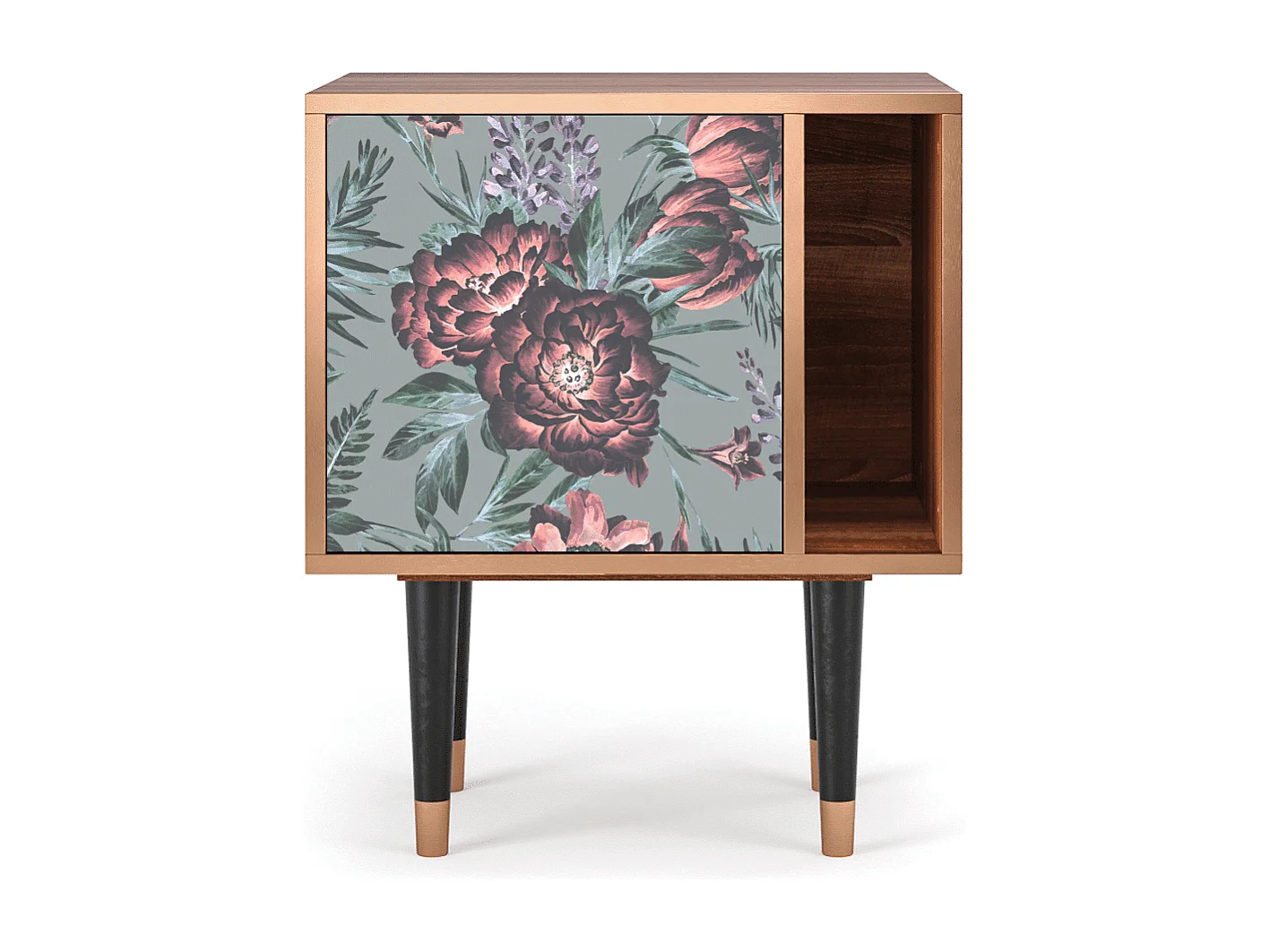 Table de nuit - 57х69х48 cm - S2 - Light Peonies, Noyer