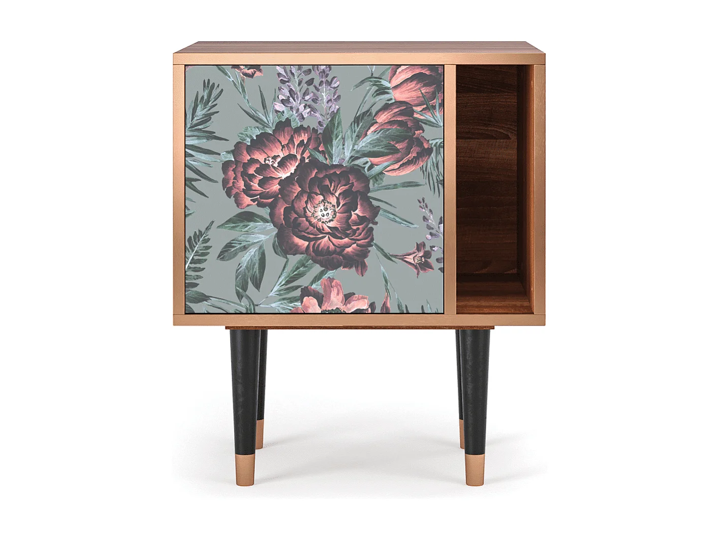 Table de nuit - 57х69х48 cm - S2 - Light Peonies, Noyer