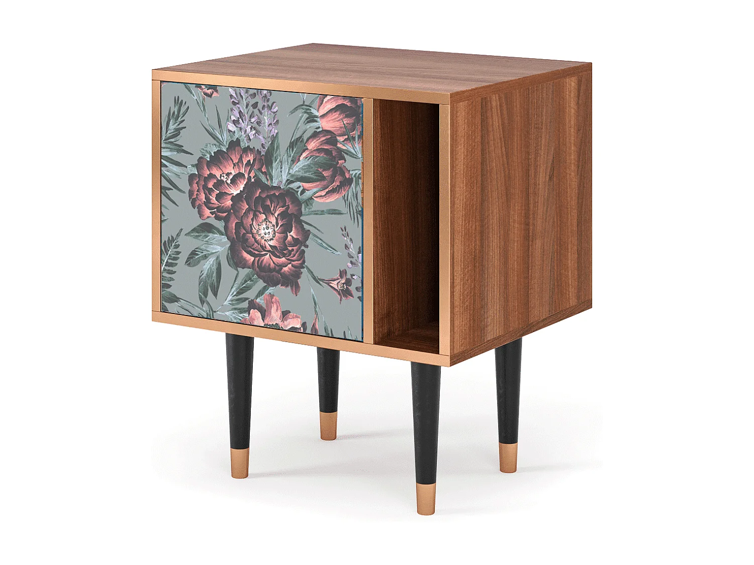 Table de nuit - 57х69х48 cm - S2 - Light Peonies, Noyer