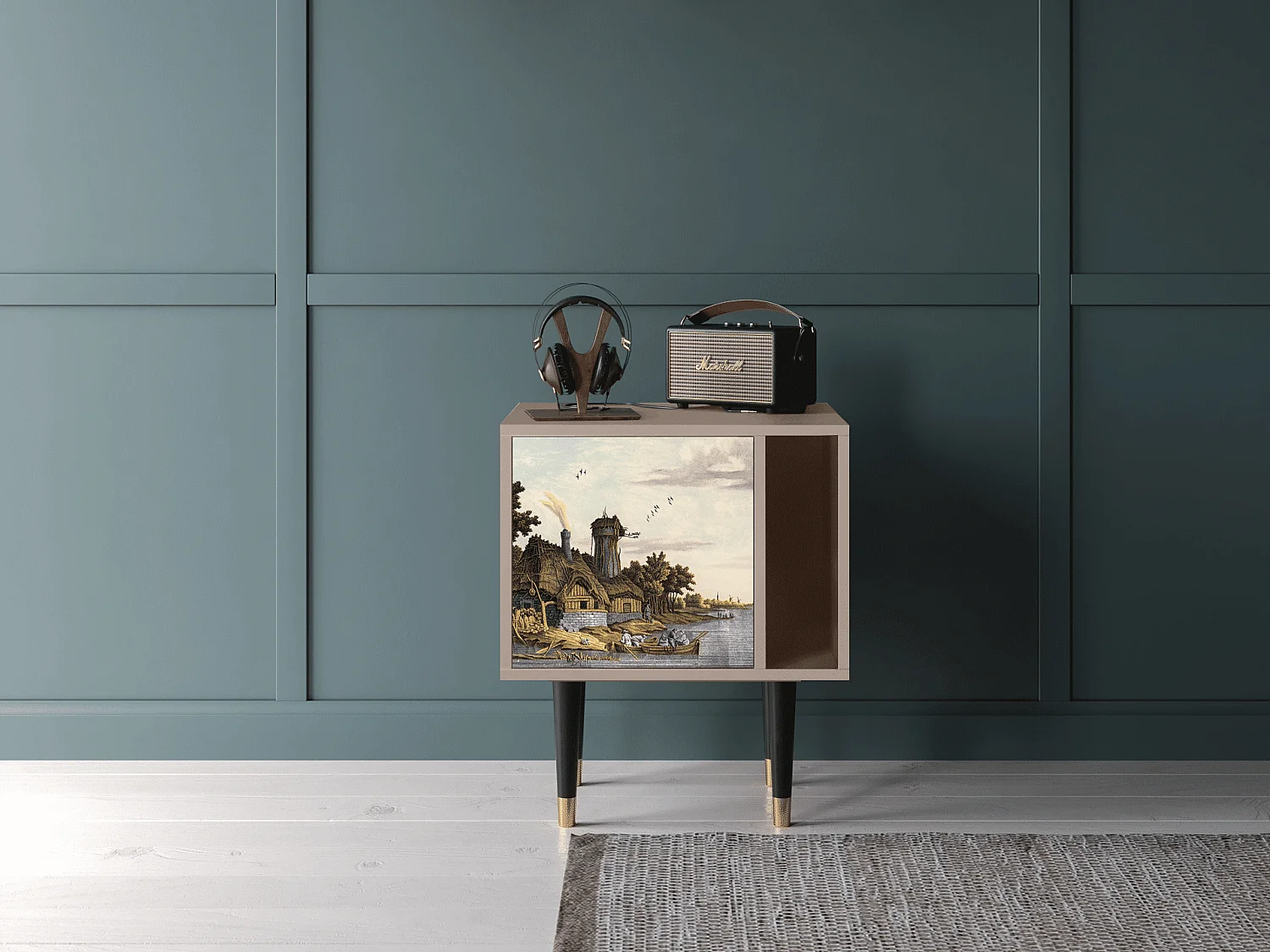 Stolik nocny - 57х69х48 cm - S2 - Mill along a River, Latte