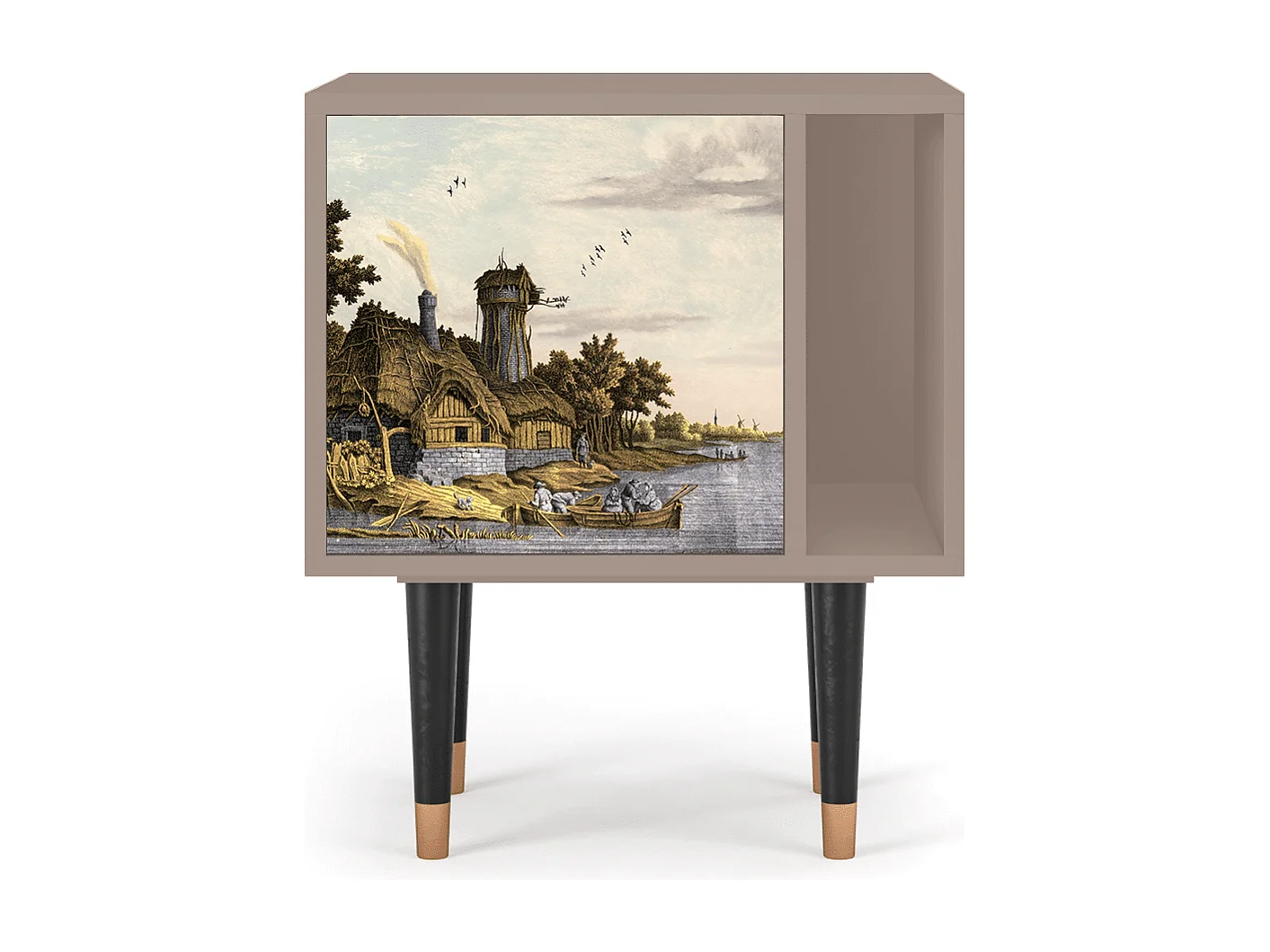 Stolik nocny - 57х69х48 cm - S2 - Mill along a River, Latte