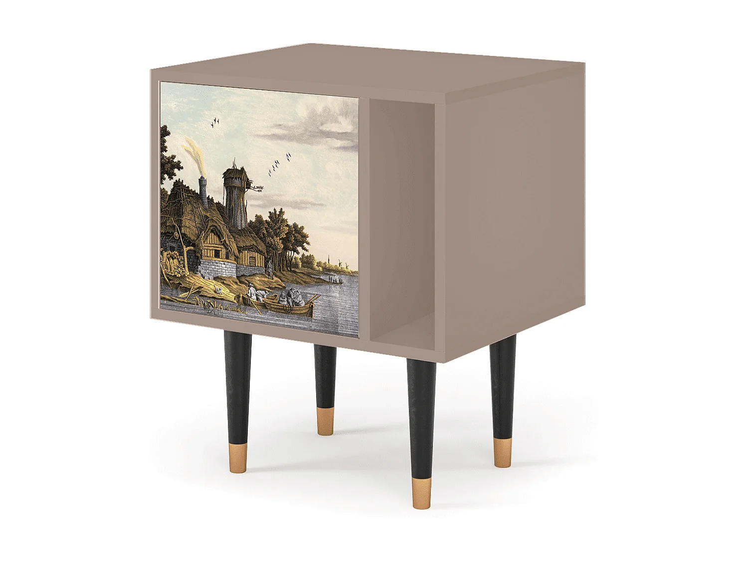 Stolik nocny - 57х69х48 cm - S2 - Mill along a River, Latte