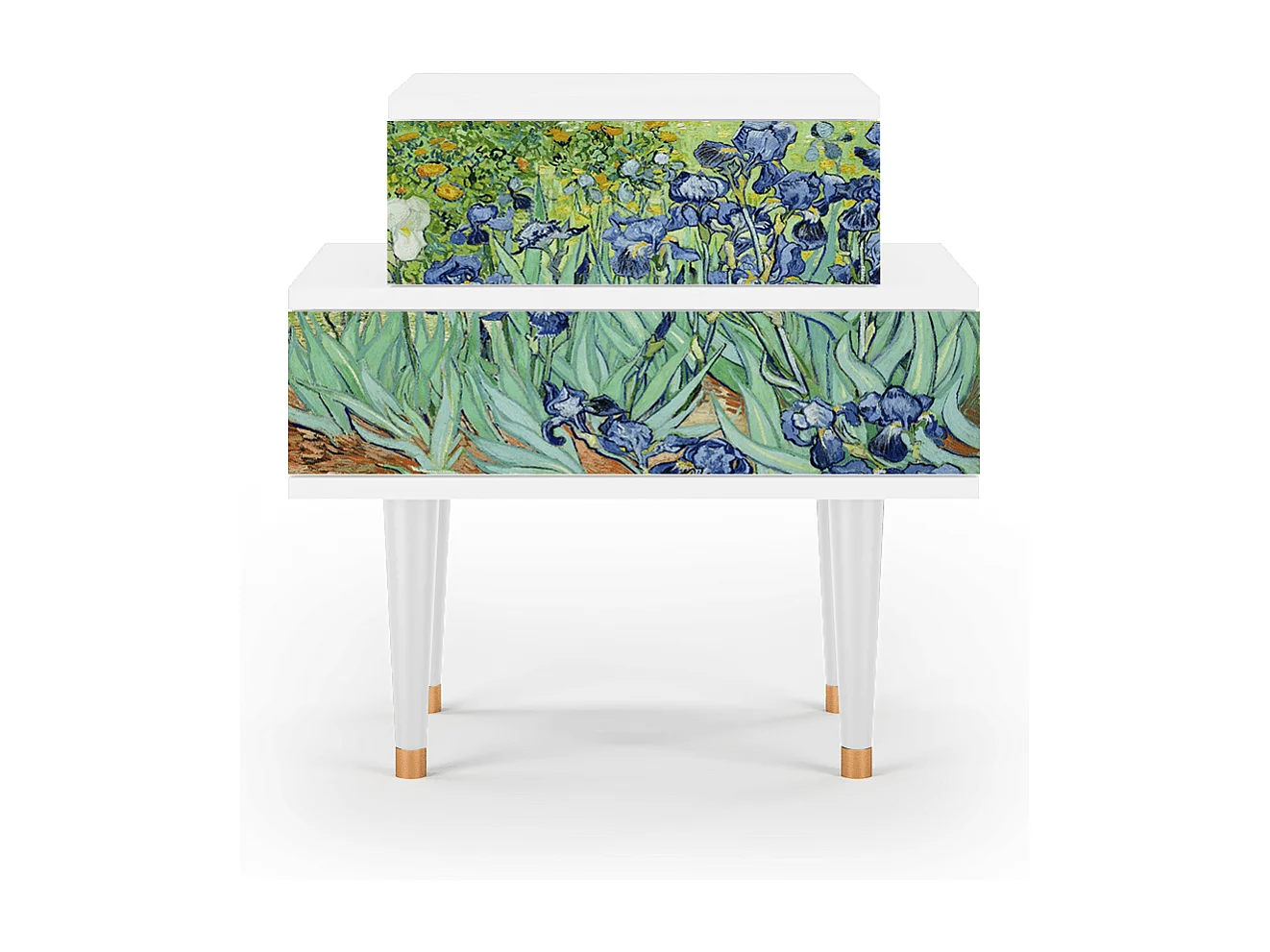 Mesita de noche - 58х58х41 cm - NS1 - Irises , Blanco