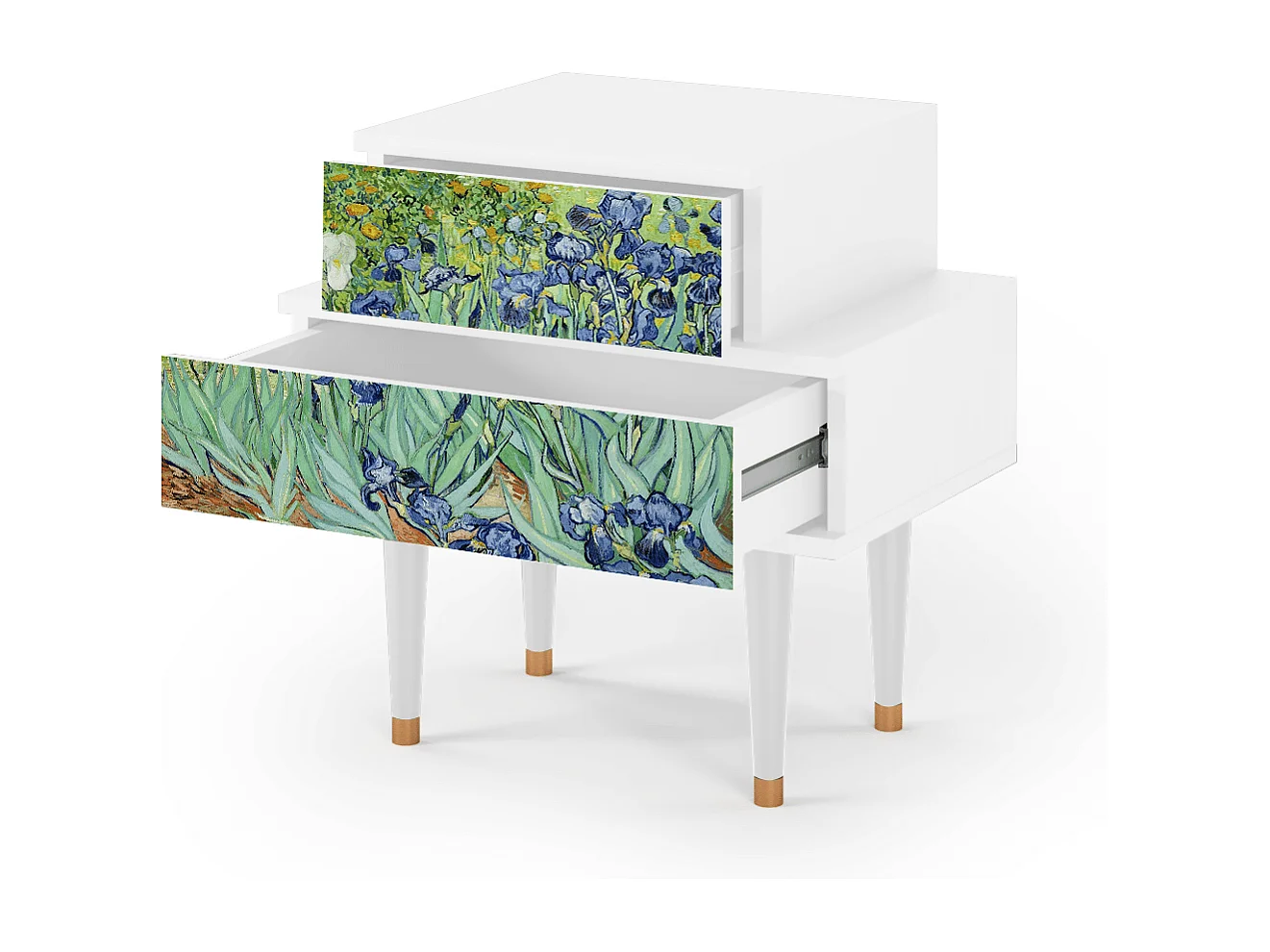 Mesita de noche - 58х58х41 cm - NS1 - Irises , Blanco