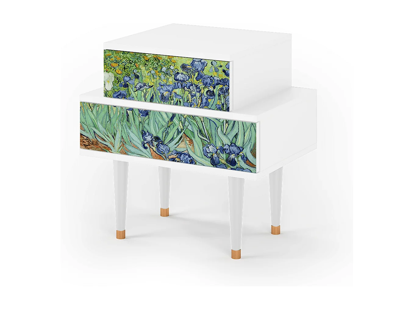 Comodino - 58х58х41 cm - NS1 - Irises , Bianco