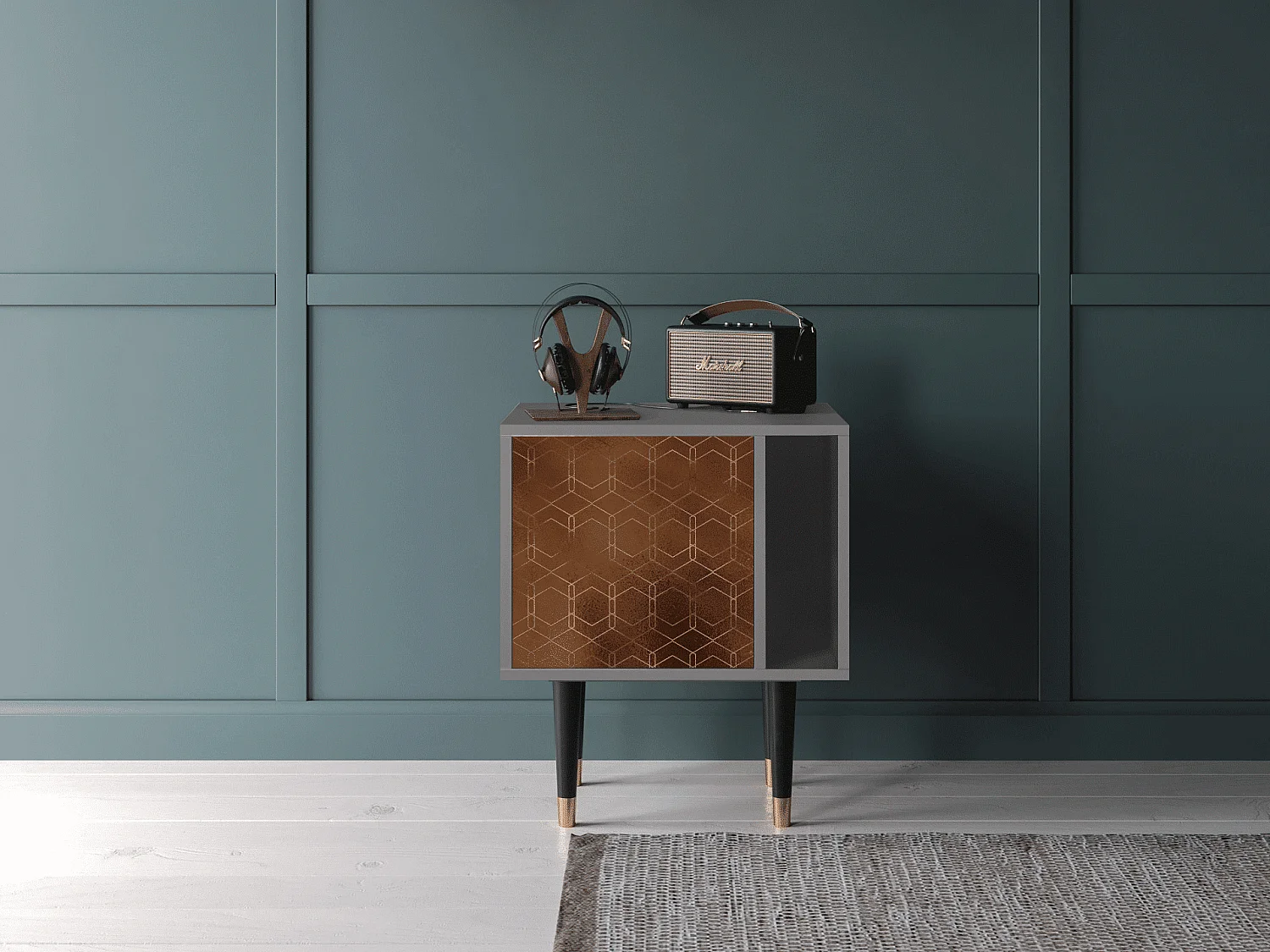 Table de nuit - 57х69х48 cm - S2 - Chocolate Bar, Gris