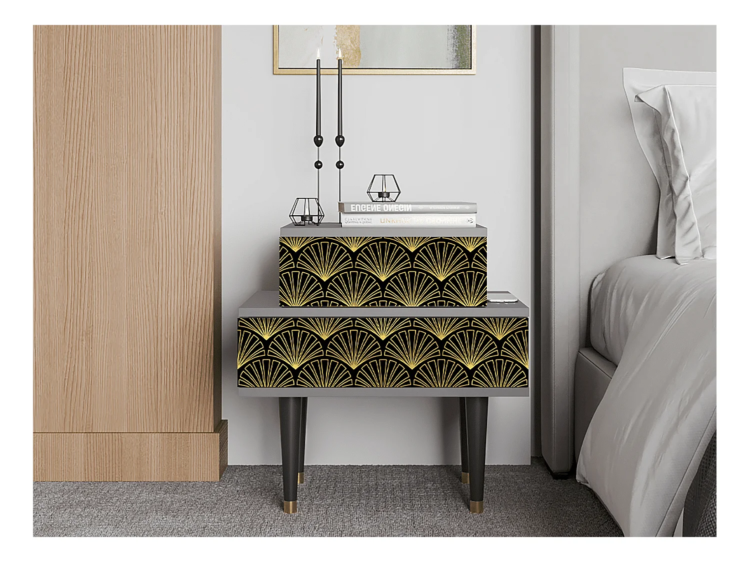 Table de nuit - 58х58х41 cm - NS1 - Bird of Juno, Gris