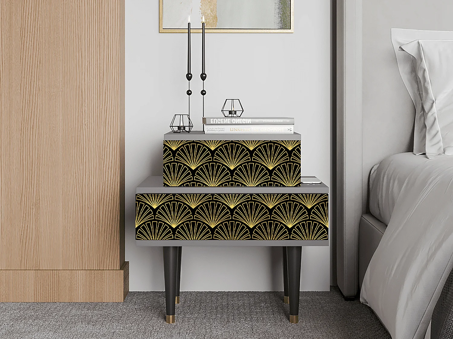 Table de nuit - 58х58х41 cm - NS1 - Bird of Juno, Gris