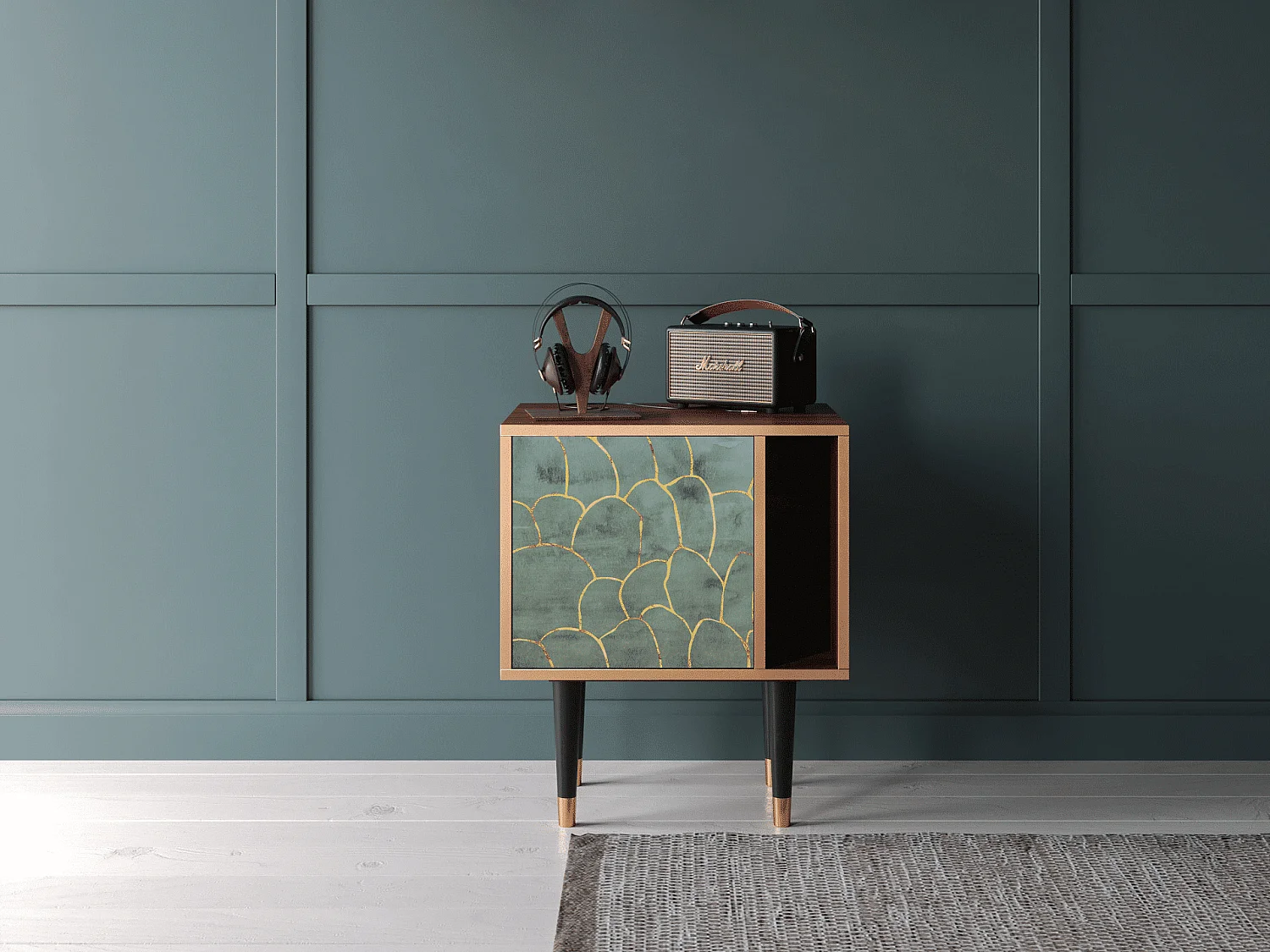 Table de nuit - 57х69х48 cm - S2 - Magnificent Water Lily, Noyer