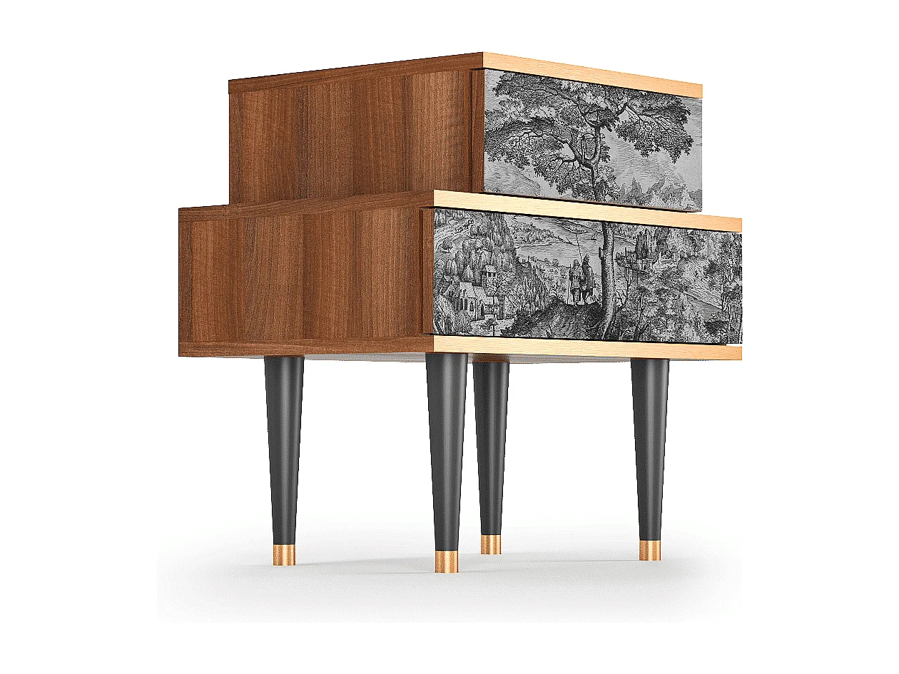 Table de nuit - 58х58х41 cm - NS1 - Milites Requiescentes, Noyer