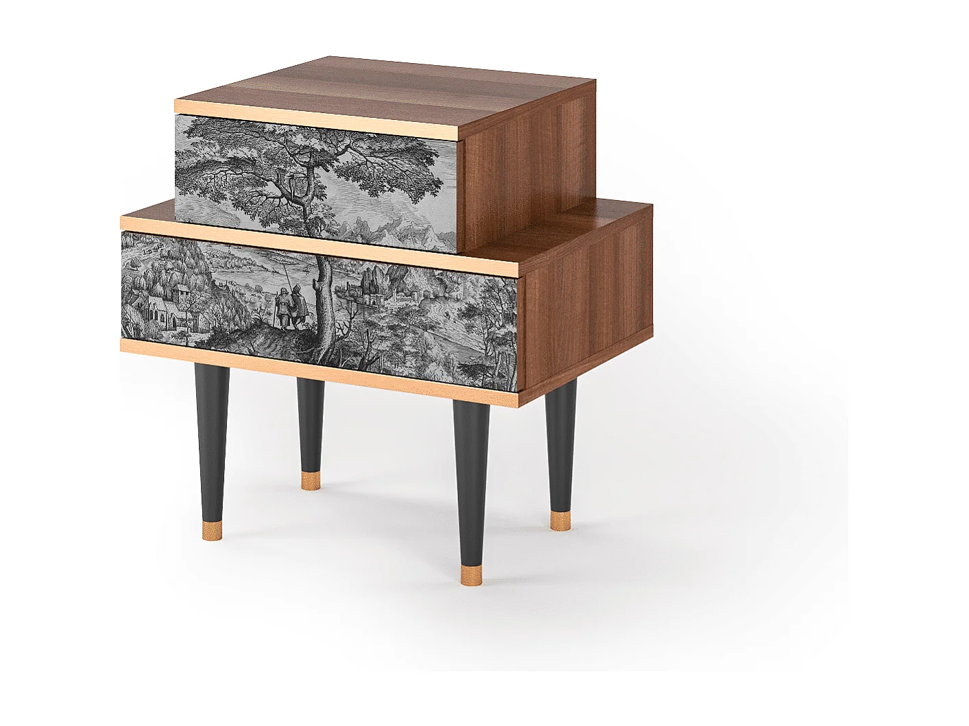 Stolik nocny - 58х58х41 cm - NS1 - Milites Requiescentes, Orzech