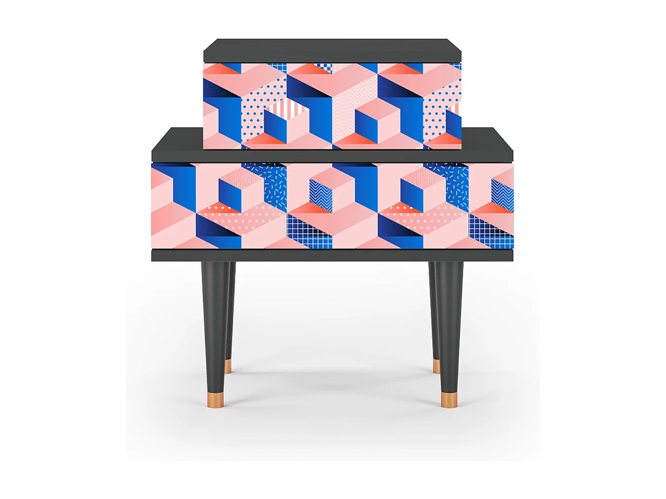 Table de nuit - 58х58х41 cm - NS1 - Pinky Squares, Anthracite