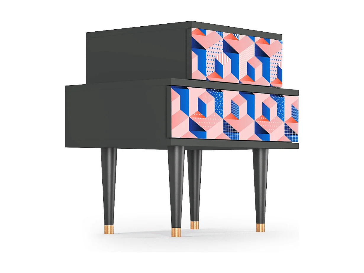 Table de nuit - 58х58х41 cm - NS1 - Pinky Squares, Anthracite