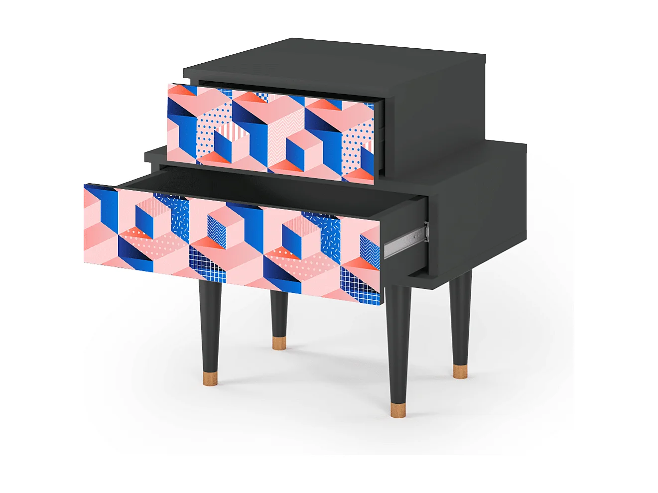 Table de nuit - 58х58х41 cm - NS1 - Pinky Squares, Anthracite