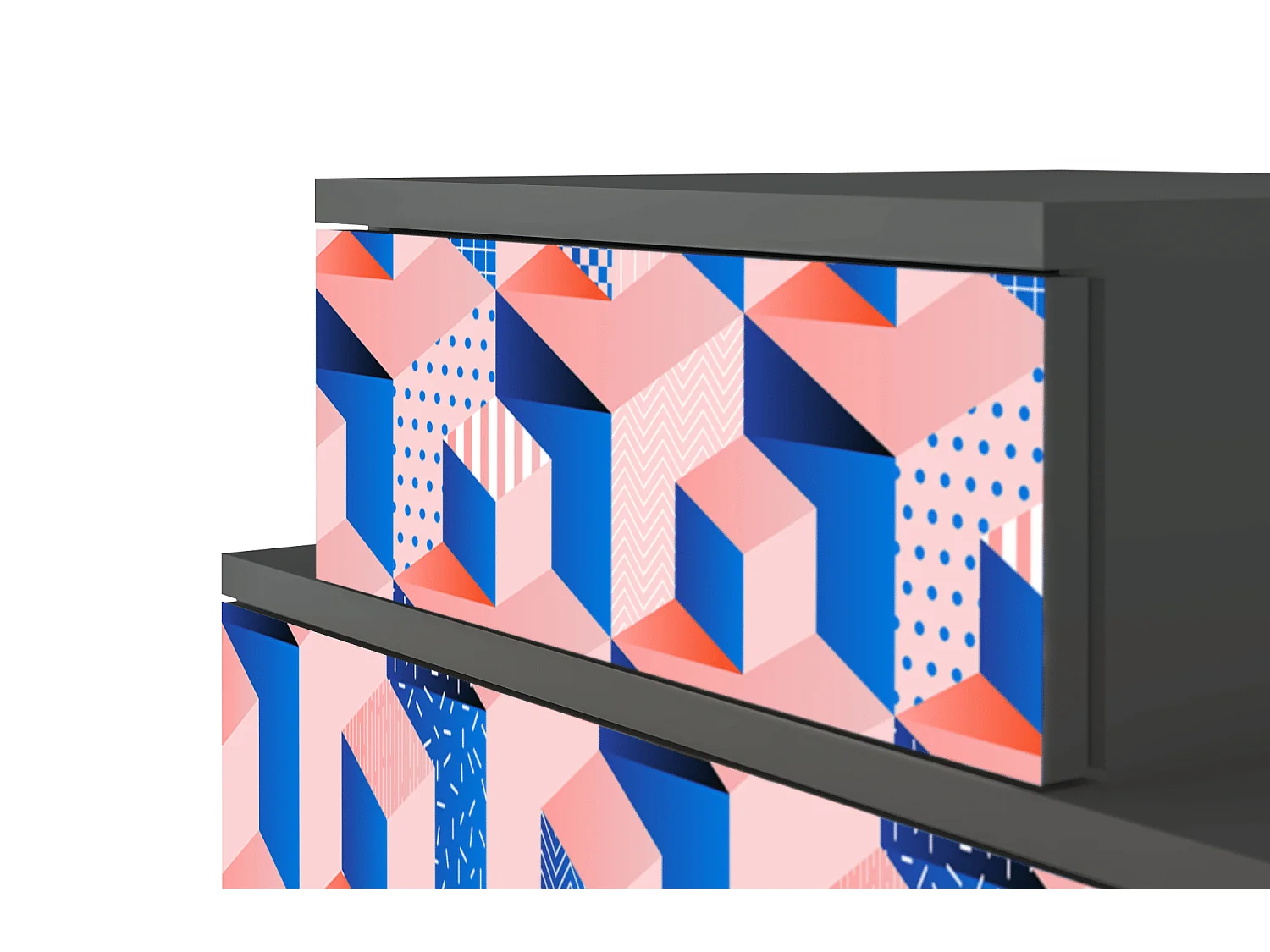 Table de nuit - 58х58х41 cm - NS1 - Pinky Squares, Anthracite