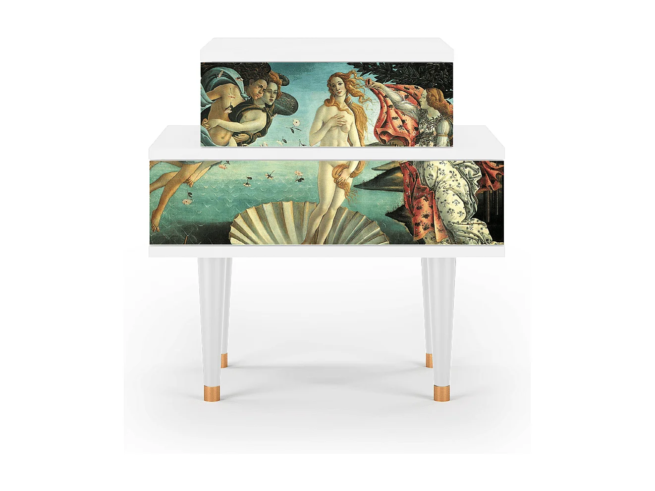 Stolik nocny - 58х58х41 cm - NS1 - The Birth of Venus, Biały