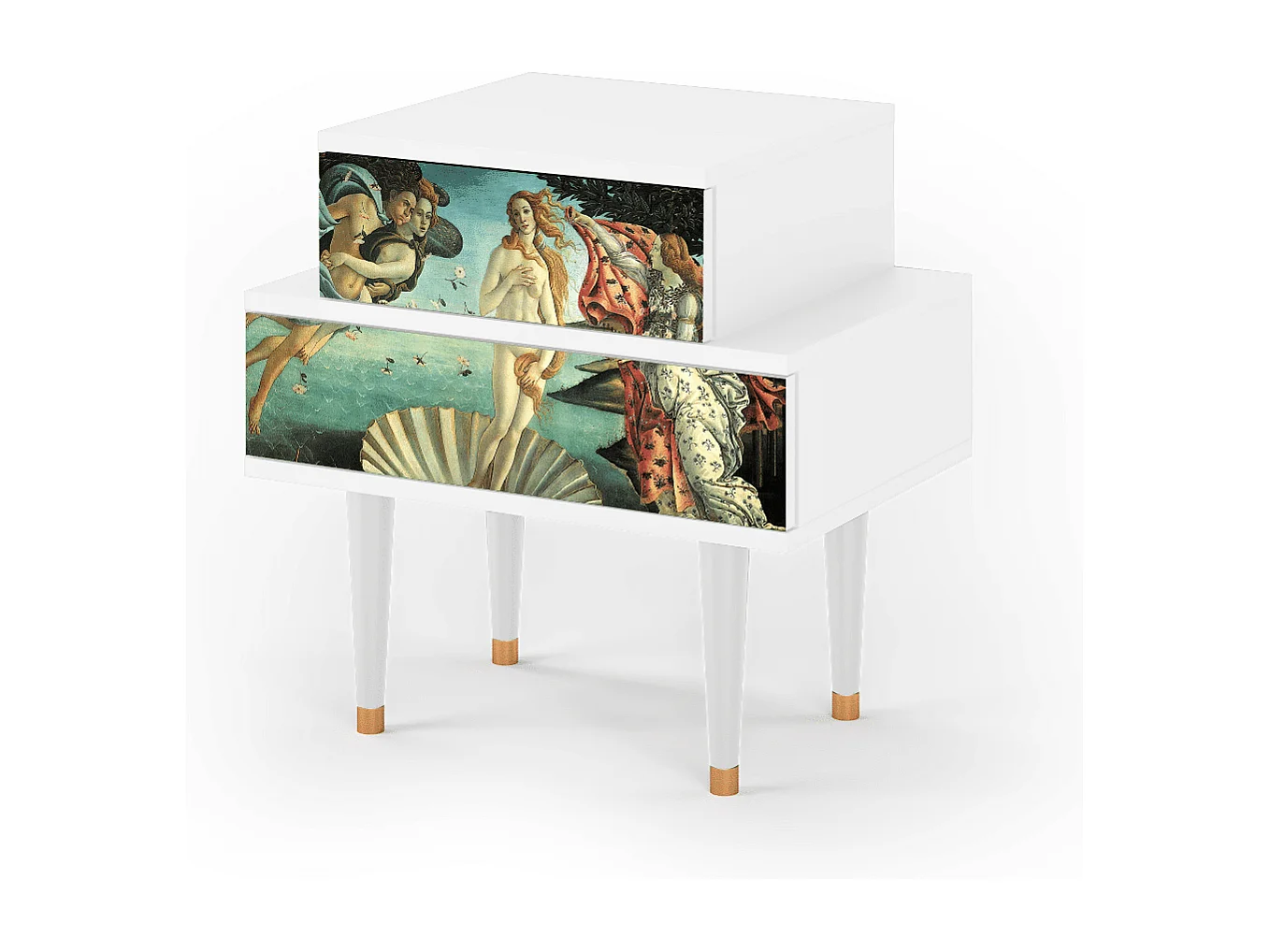 Stolik nocny - 58х58х41 cm - NS1 - The Birth of Venus, Biały