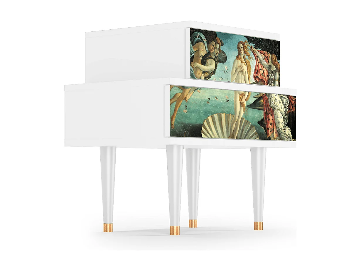 Stolik nocny - 58х58х41 cm - NS1 - The Birth of Venus, Biały