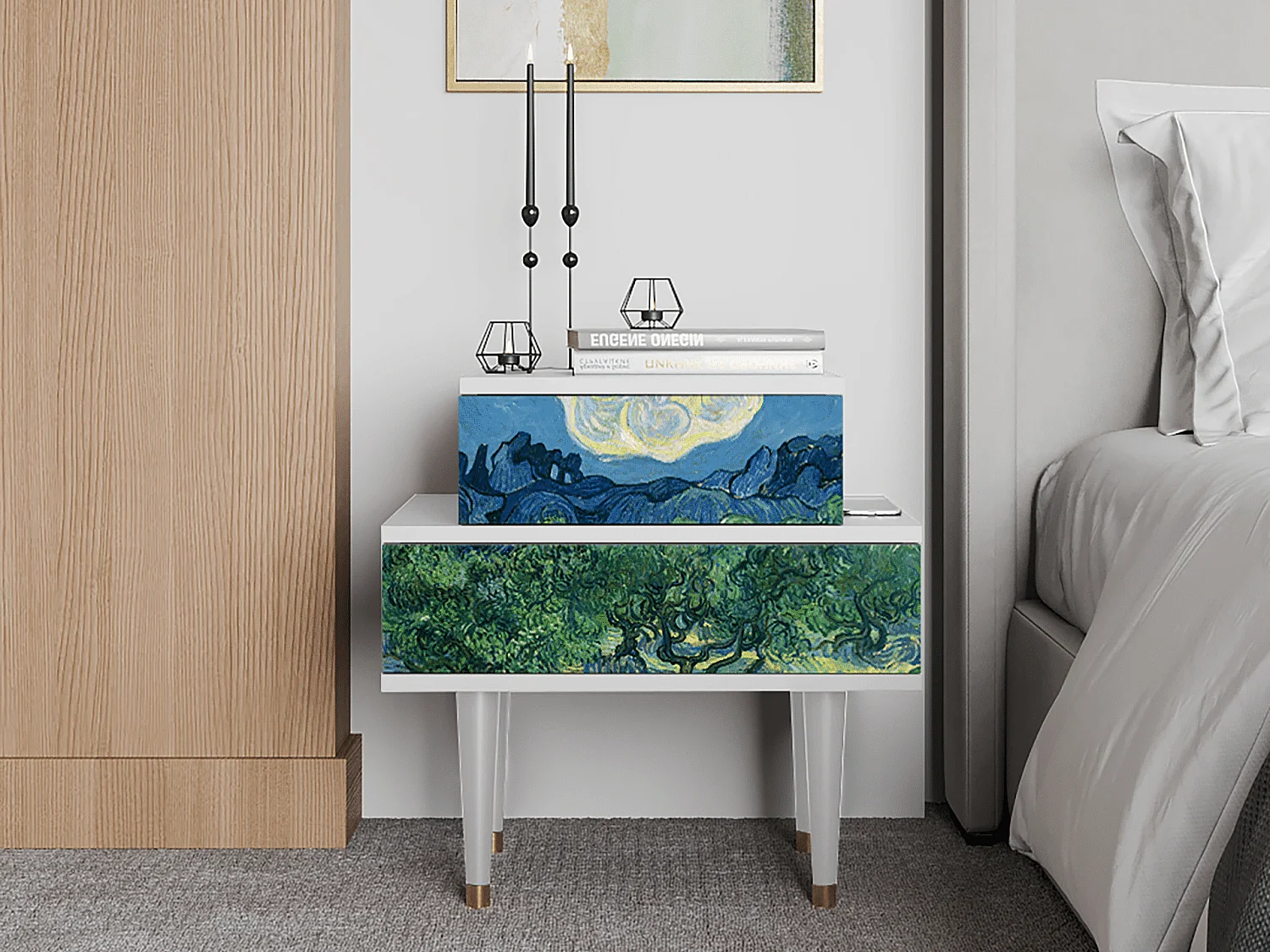 Mesita de noche - 58х58х41 cm - NS1 - The Oil Trees, Blanco