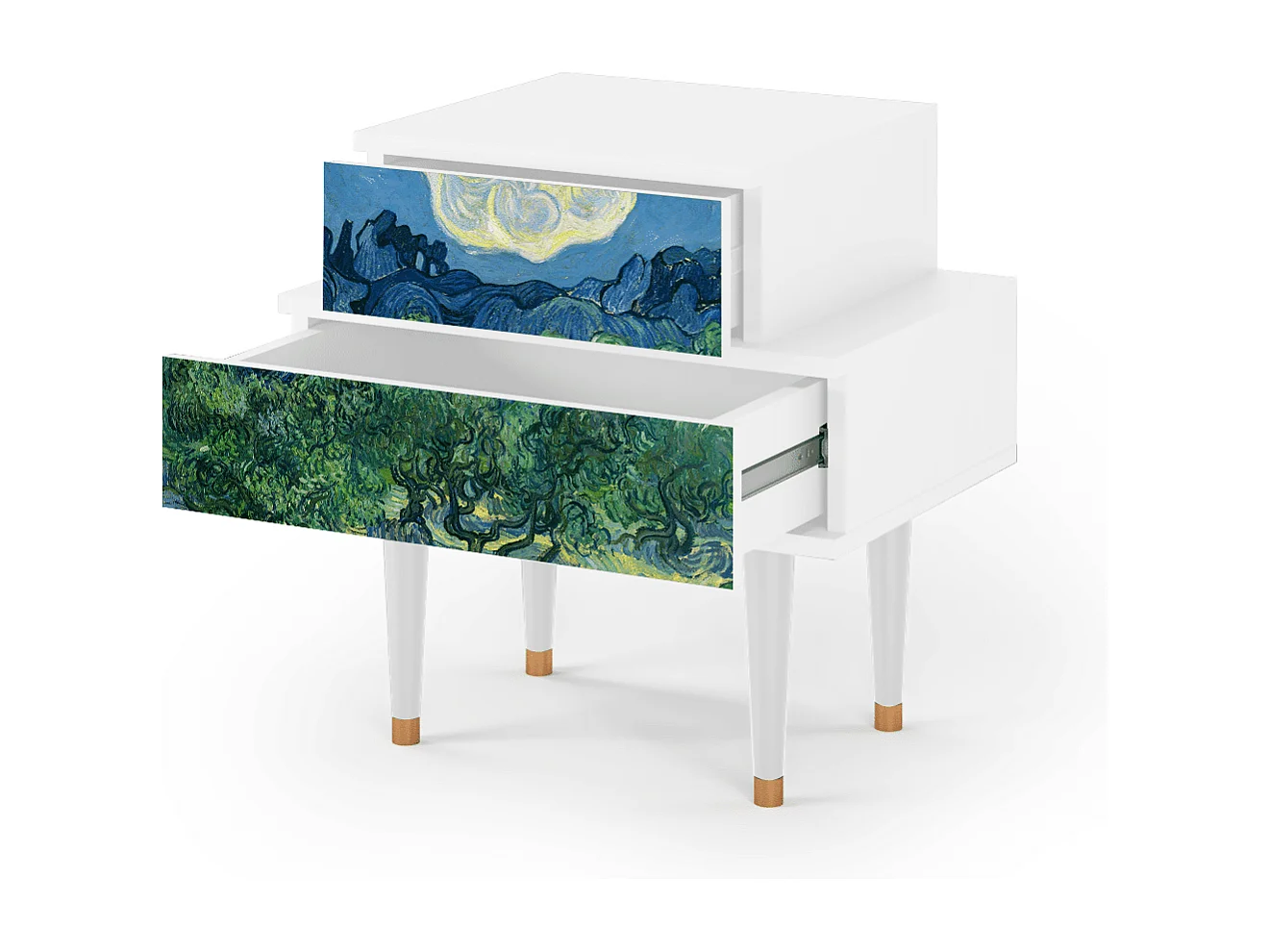 Mesita de noche - 58х58х41 cm - NS1 - The Oil Trees, Blanco