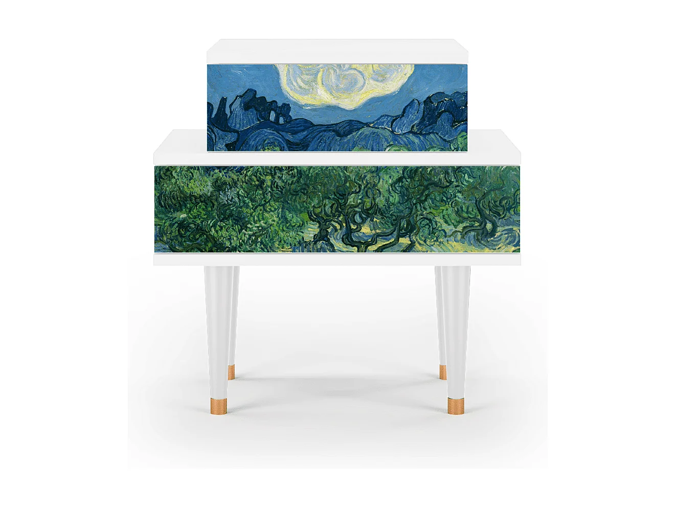 Stolik nocny - 58х58х41 cm - NS1 - The Oil Trees, Biały