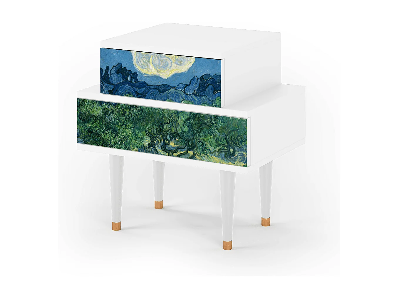 Stolik nocny - 58х58х41 cm - NS1 - The Oil Trees, Biały