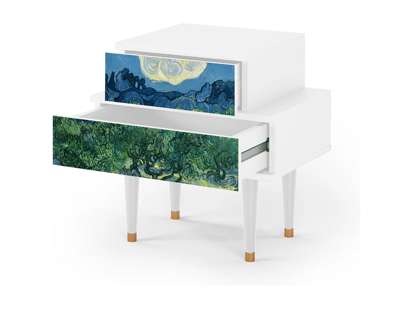 Stolik nocny - 58х58х41 cm - NS1 - The Oil Trees, Biały