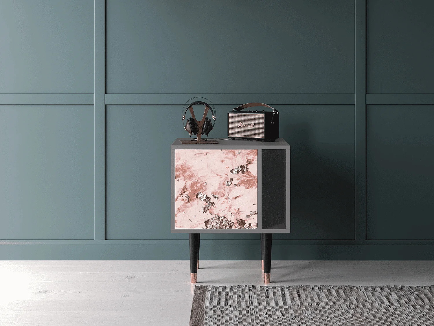 Stolik nocny - 57х69х48 cm - S2 - Cotton Candy, Szary