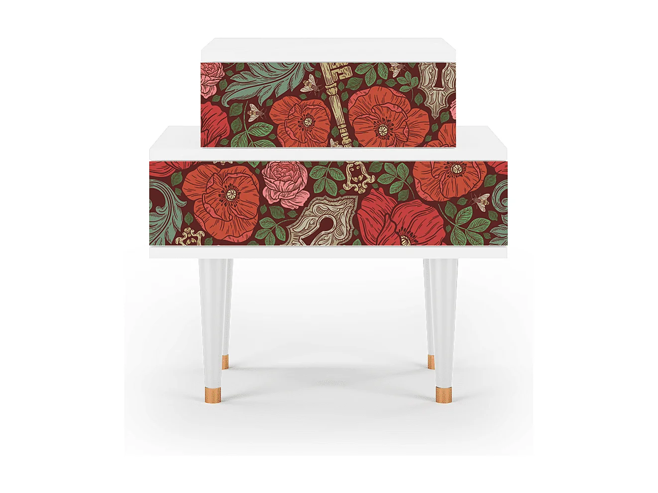 Stolik nocny - 58х58х41 cm - NS1 - Poppy Garden, Biały