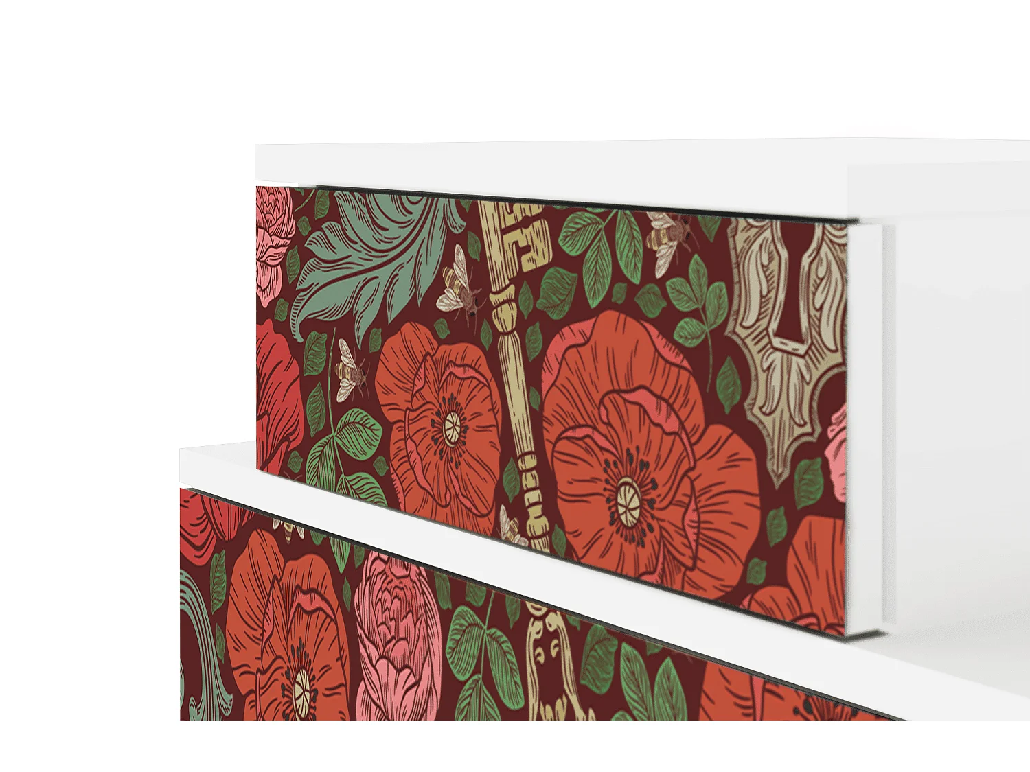 Stolik nocny - 58х58х41 cm - NS1 - Poppy Garden, Biały