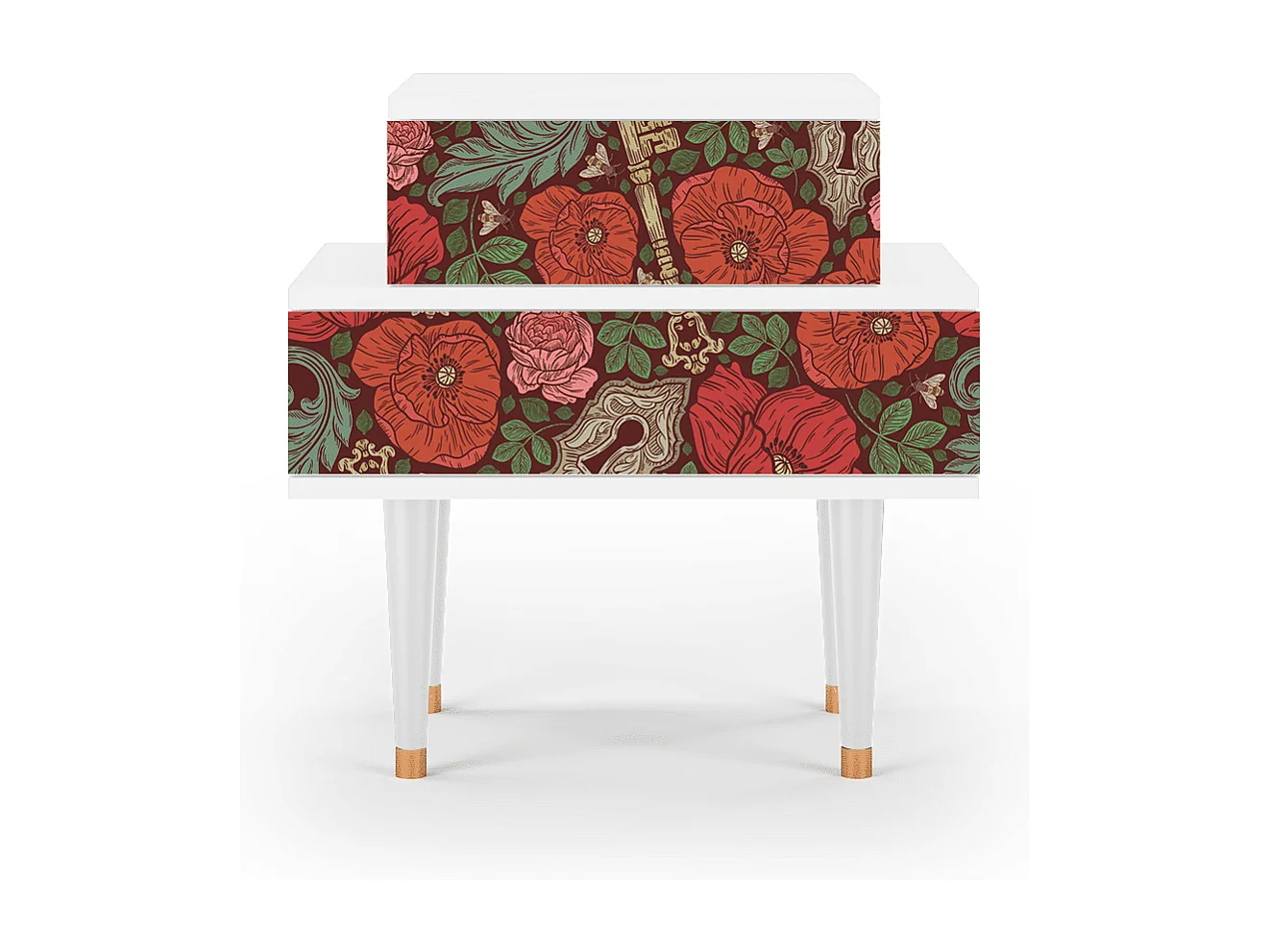 Stolik nocny - 58х58х41 cm - NS1 - Poppy Garden, Biały